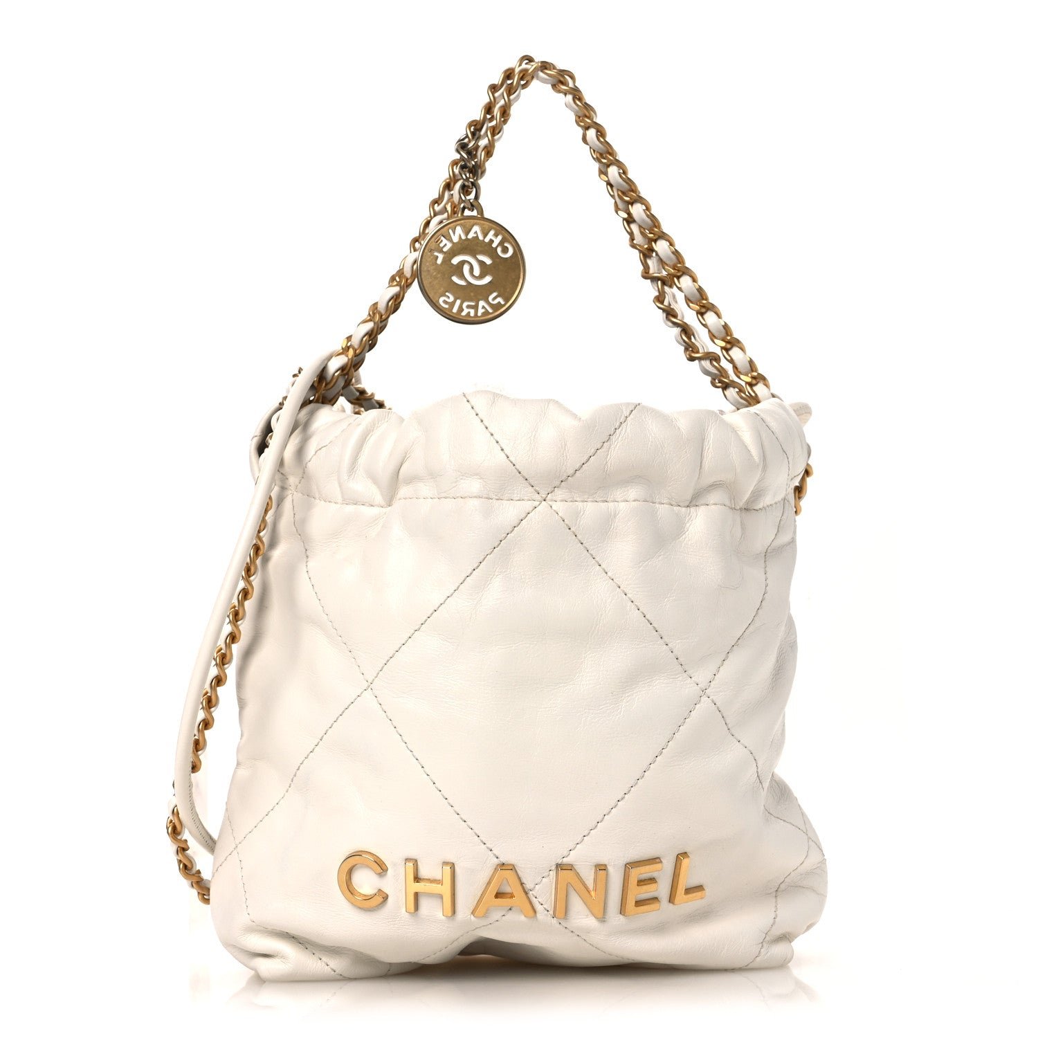 Chanel Shiny Calfskin Quilted Mini Chanel 22 White