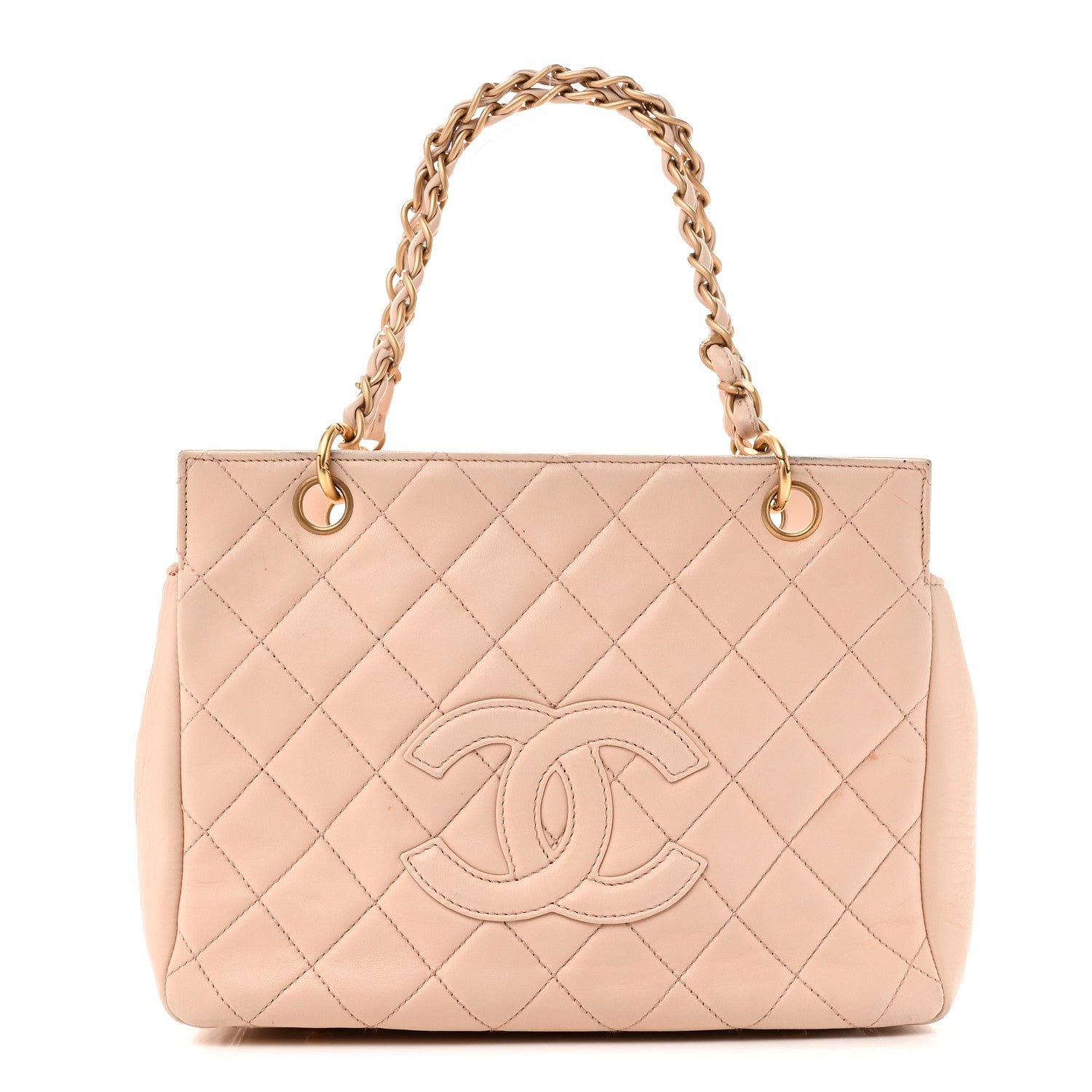 Chanel Lambskin Quilted Petit Timeless Shopping Tote PTT Beige