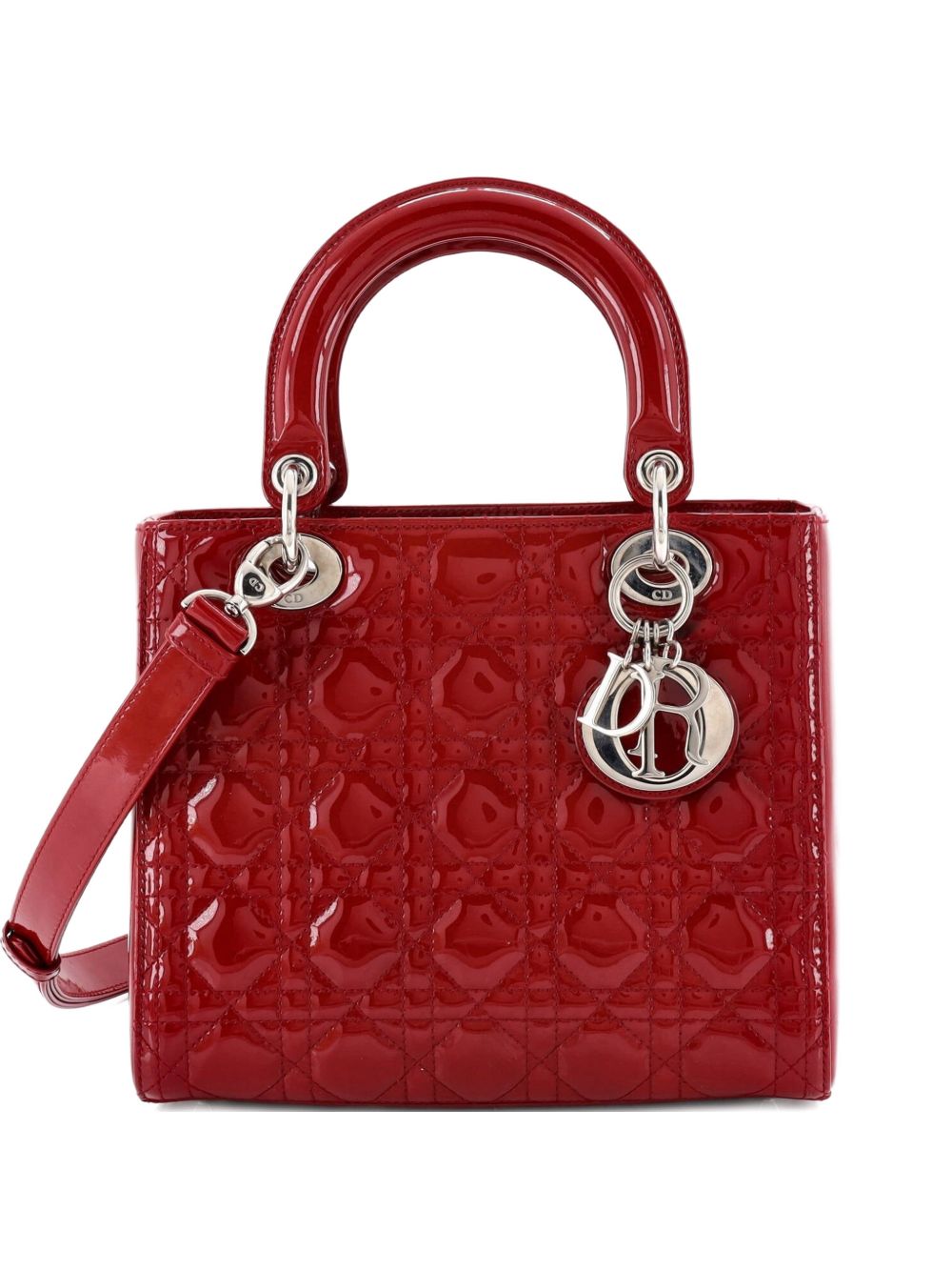 Lady Dior Bag Cannage Quilt Patent Medium satchel