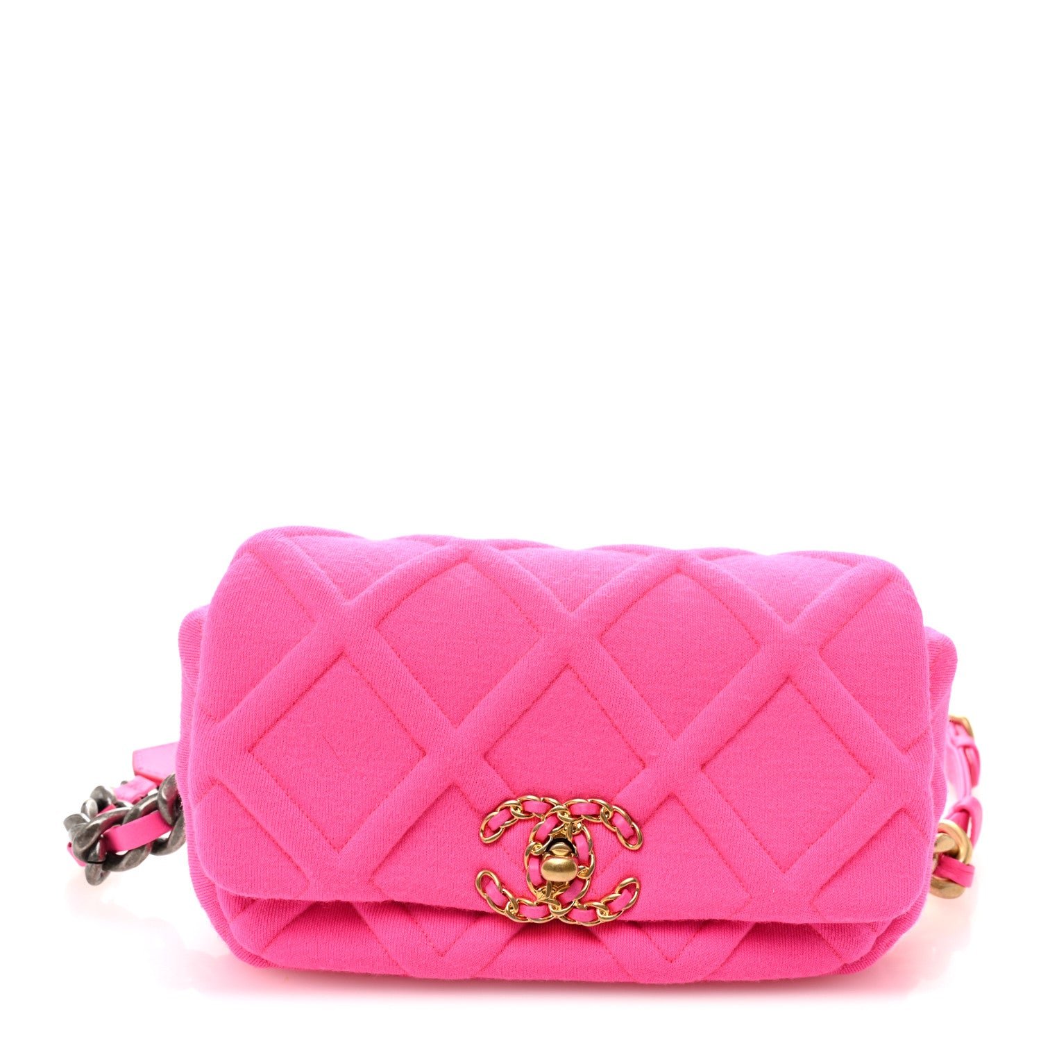 Chanel Jersey Quilted Chanel 19 Waist Bag Pink