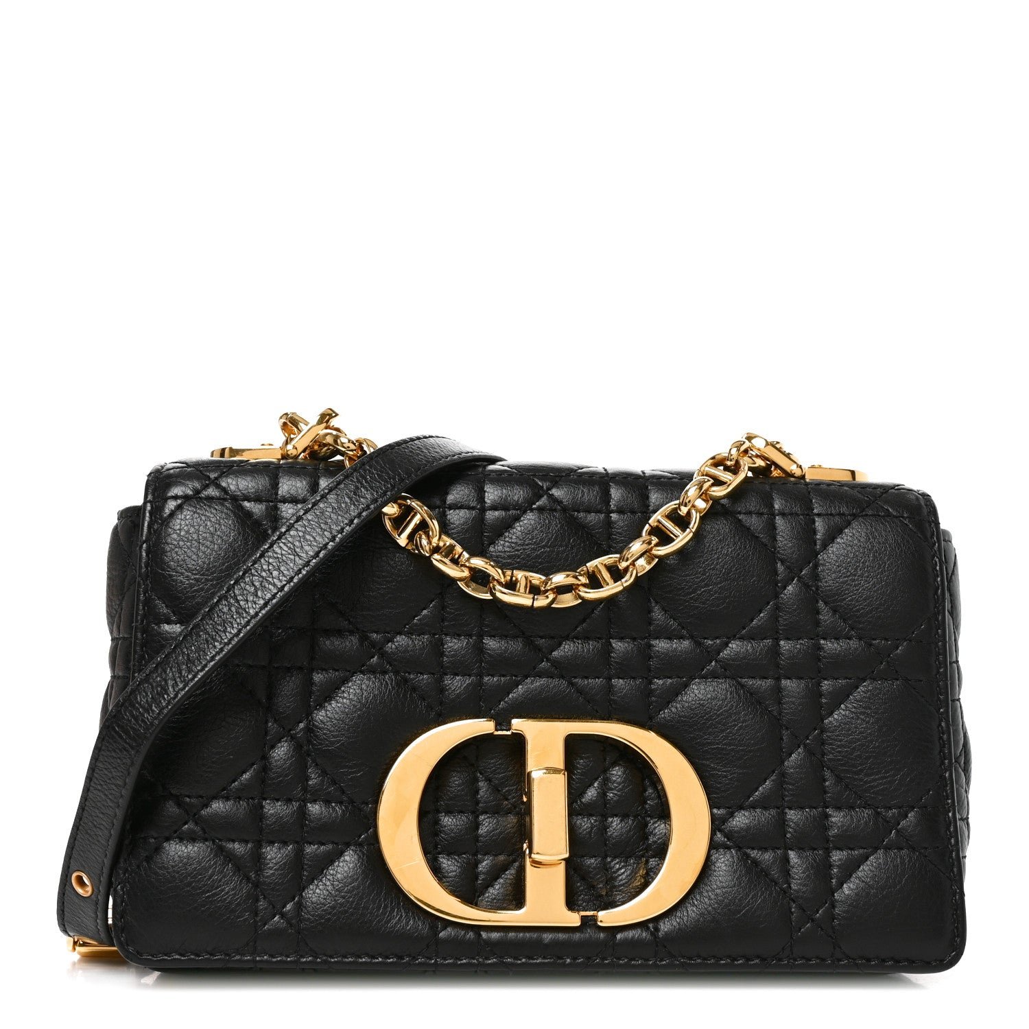Christian Dior Calfskin Cannage Small Caro Bag Black