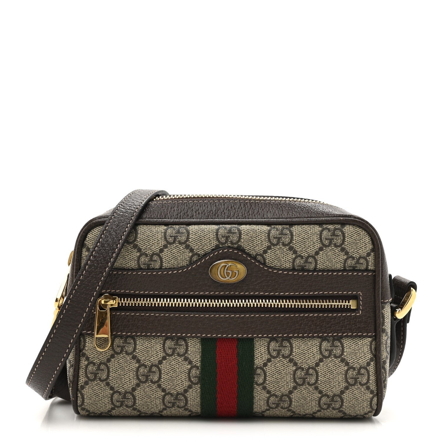 Gucci GG Supreme Monogram Web Mini Ophidia Shoulder Bag Brown