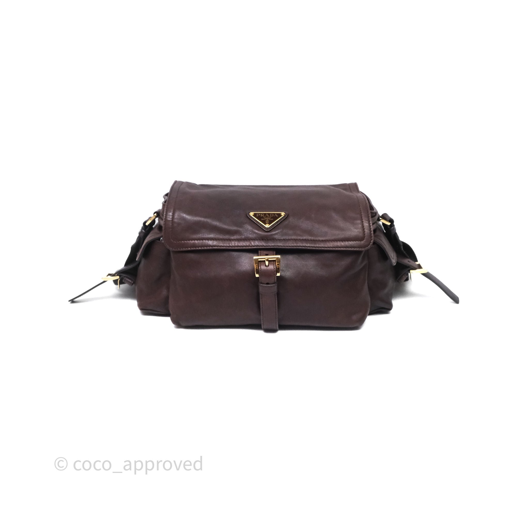 Prada Explore Medium Nappa Leather Shoulder Bag Chocolate Brown