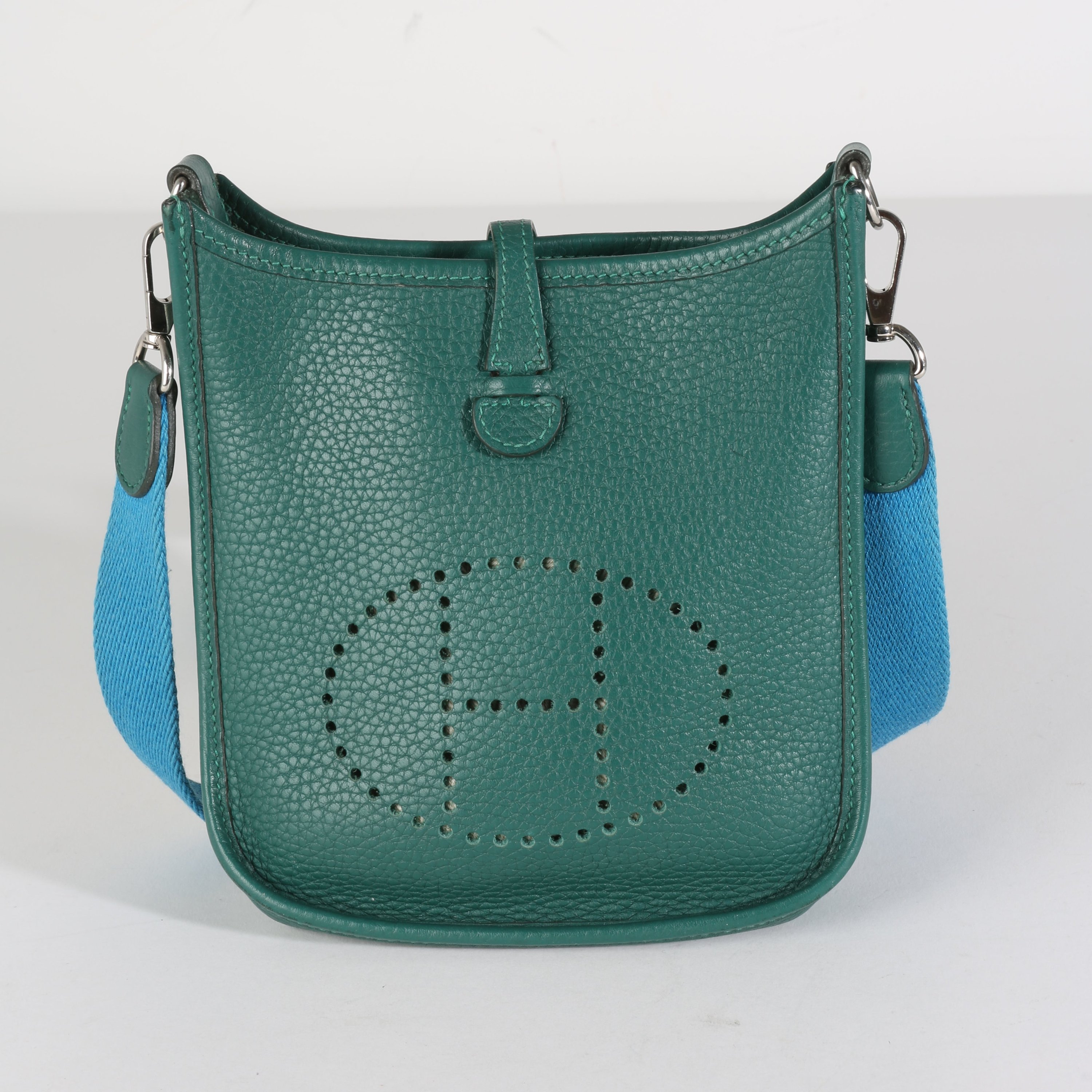 Hermes Blue Izmir Malachite Clemence Mini Evelyne TPM PHW