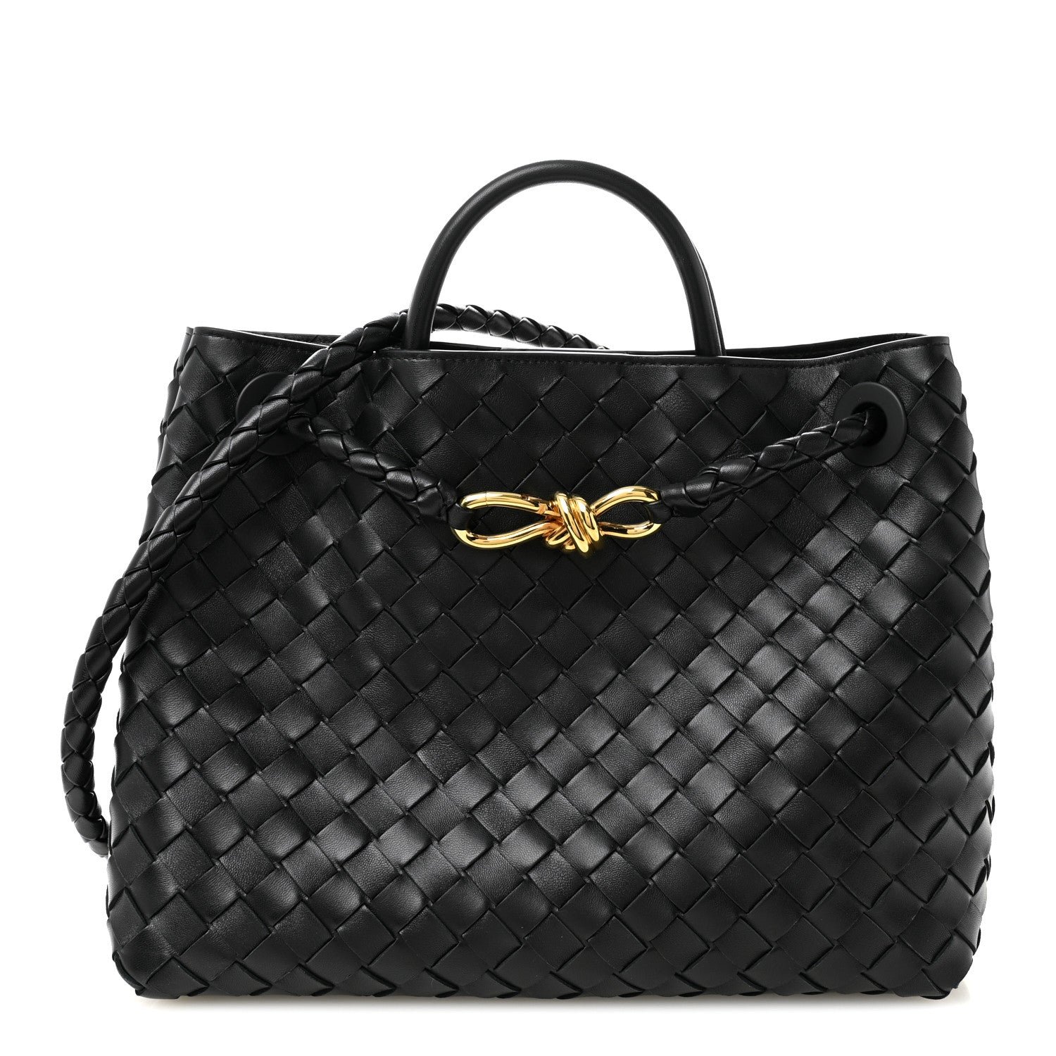 Bottega Veneta Nappa Intrecciato Medium Andiamo Shoulder Bag Black