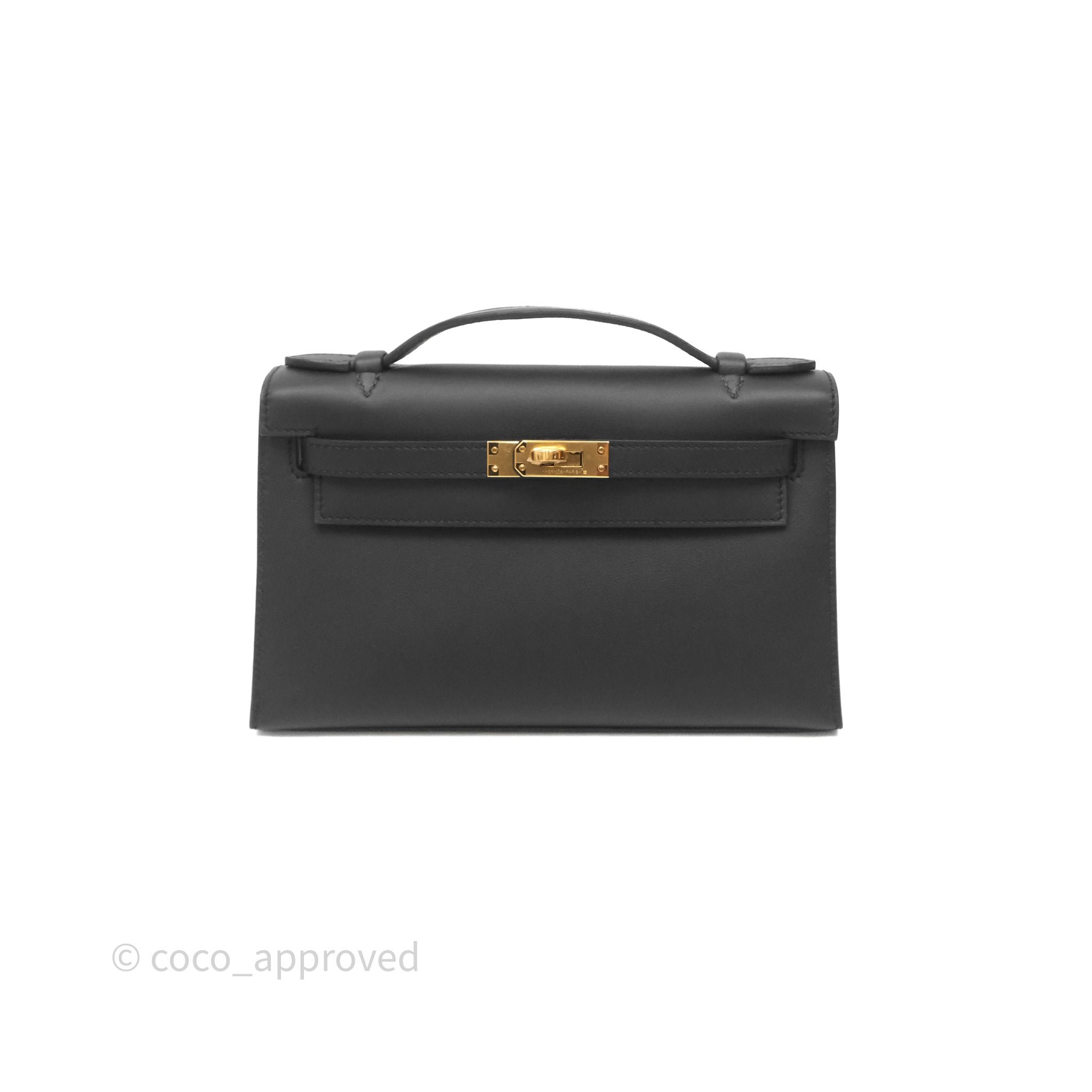 Hermès Kelly Pochette Noir 89 Swift Gold Hardware