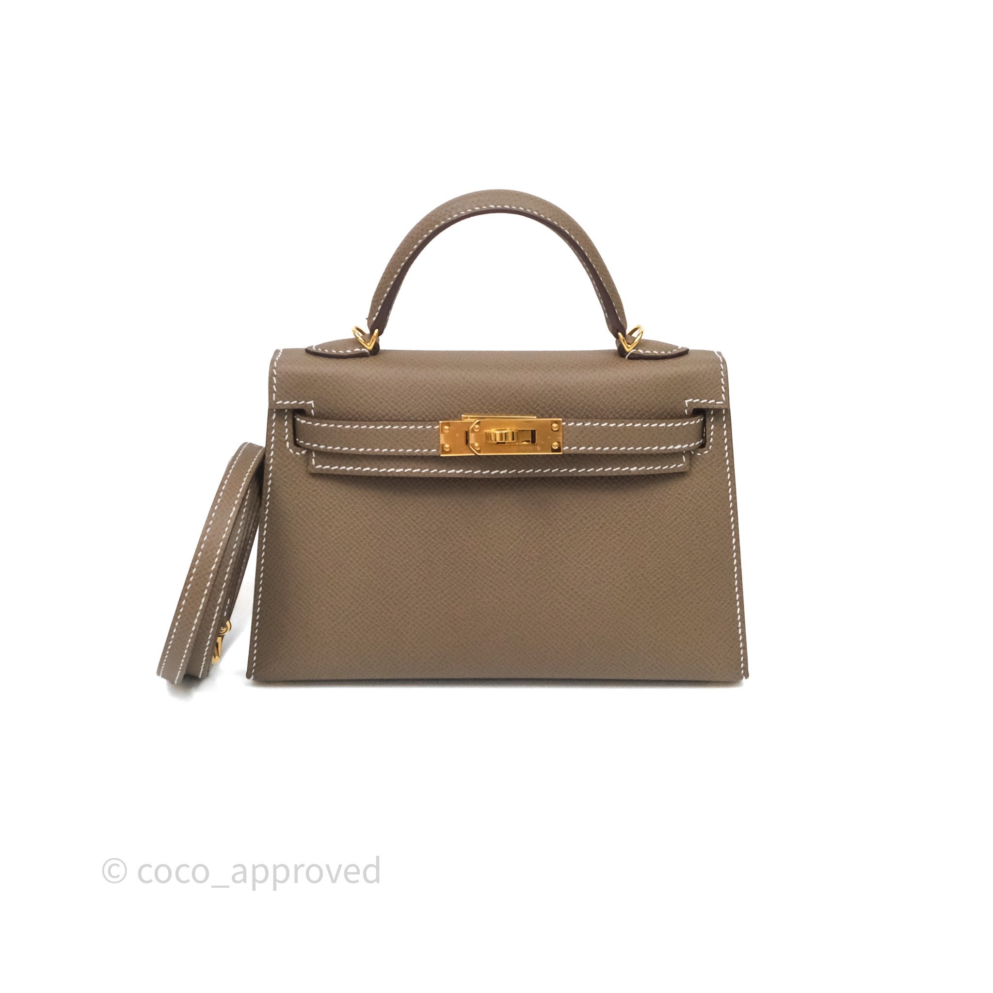 Hermès Mini Kelly Etoupe 18 Epsom Gold Hardware