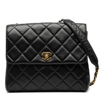 Small Square Quilted Lambskin Straight Single Flap