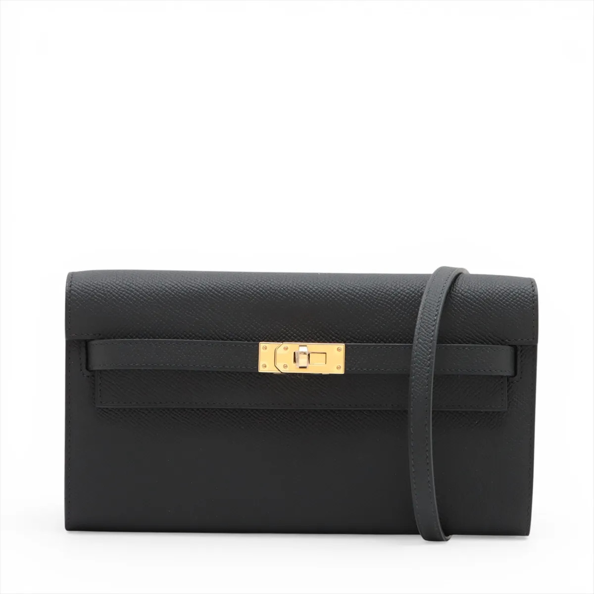 Hermès Kelly Wallet Togo Veau Epsom Black Gold Metal Fittings
