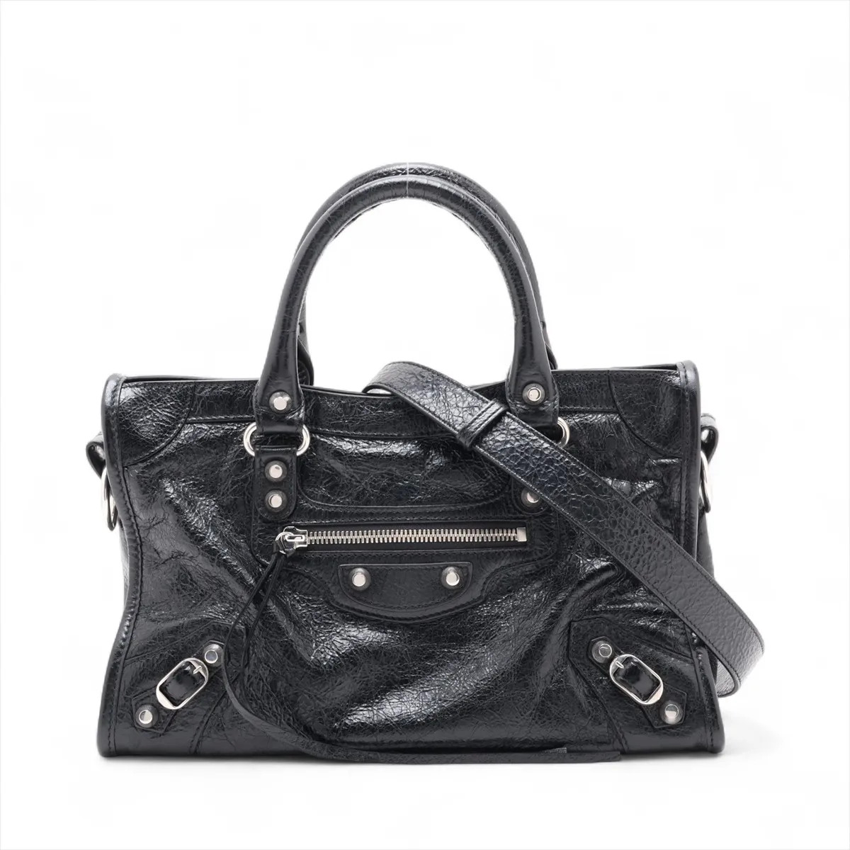 Balenciaga Le City Small 811442 Leather 2 Way Handbag Black