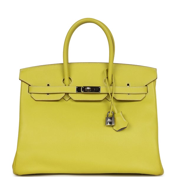 Hermes Pre-owned Hermes Birkin 35 Lime Candy Epsom Palladium Hardware