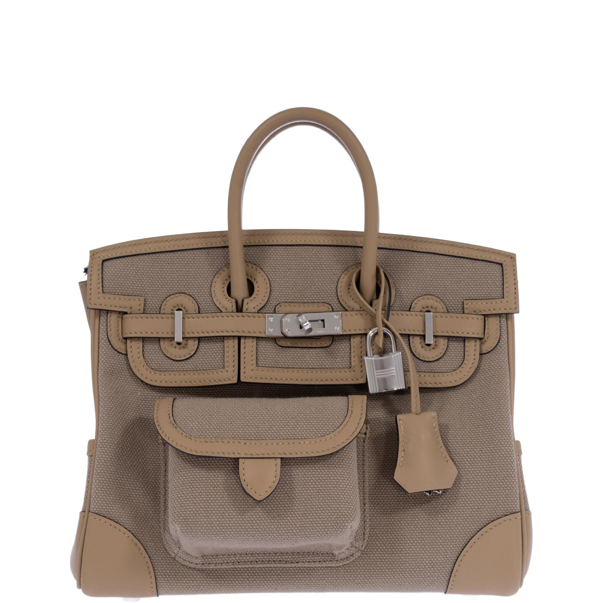 Hermes Hermès Birkin 25 Cargo Beige Marfa Toile and Swift Palladium Hardware