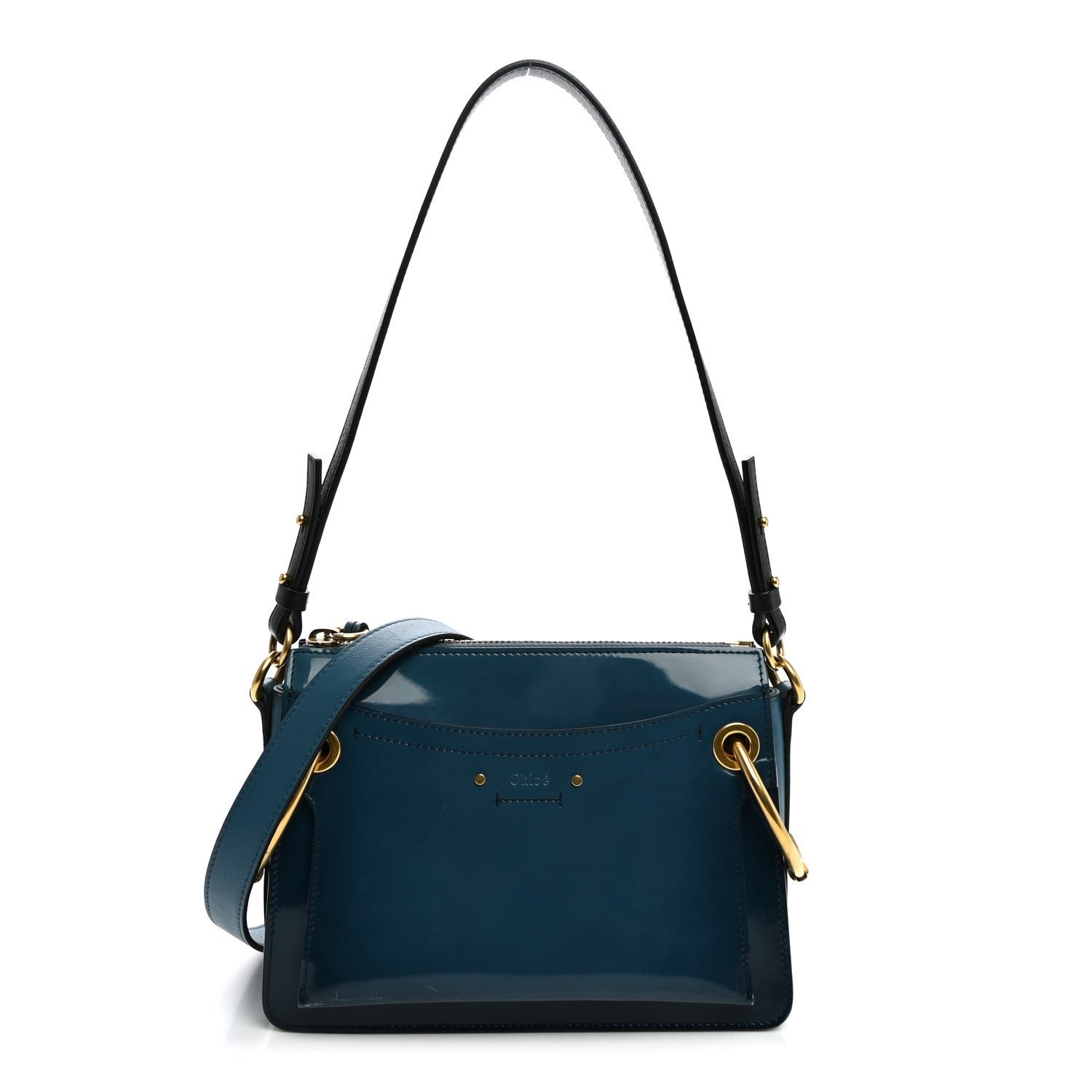 Chloe Chloe Glossy Lambskin Small Roy Bag Vinyl Blue