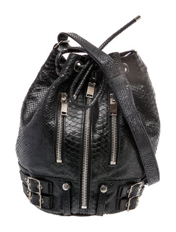 Embossed Leather Rider Bucket Bag