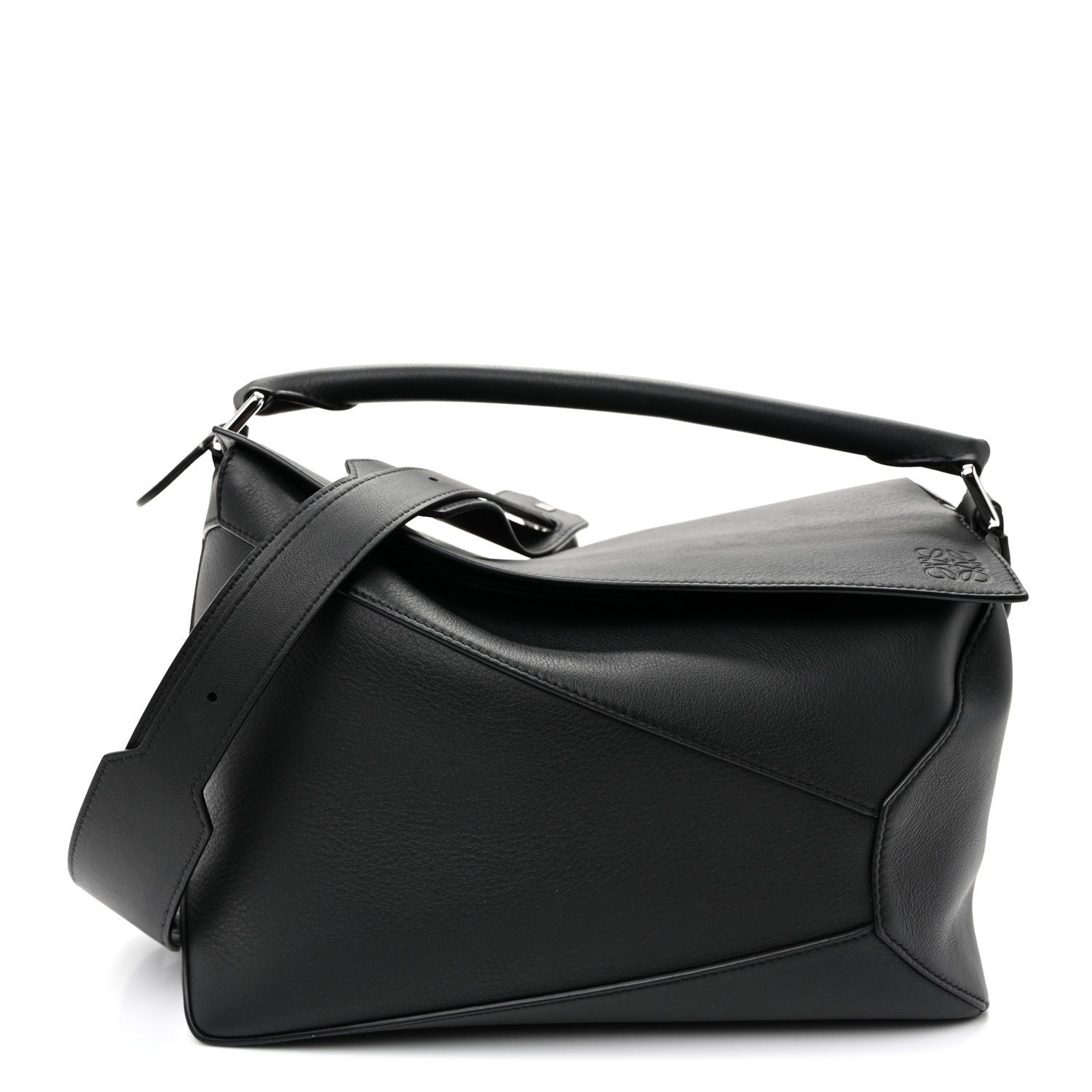 Loewe Calfskin Medium Puzzle Edge Bag Black