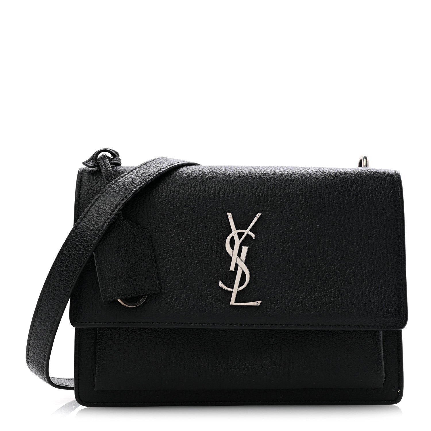 Saint Laurent Calfskin Medium Monogram Sunset Satchel Black