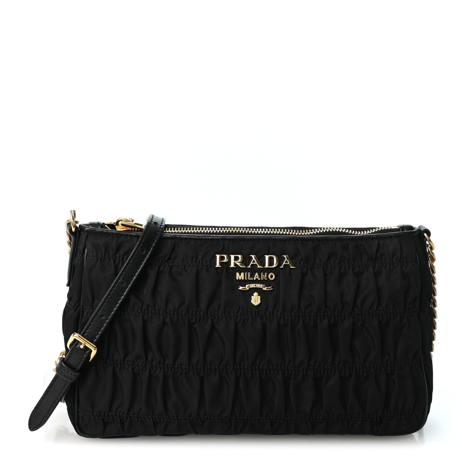 Prada Tessuto Nylon Gaufre Shoulder Bag Black