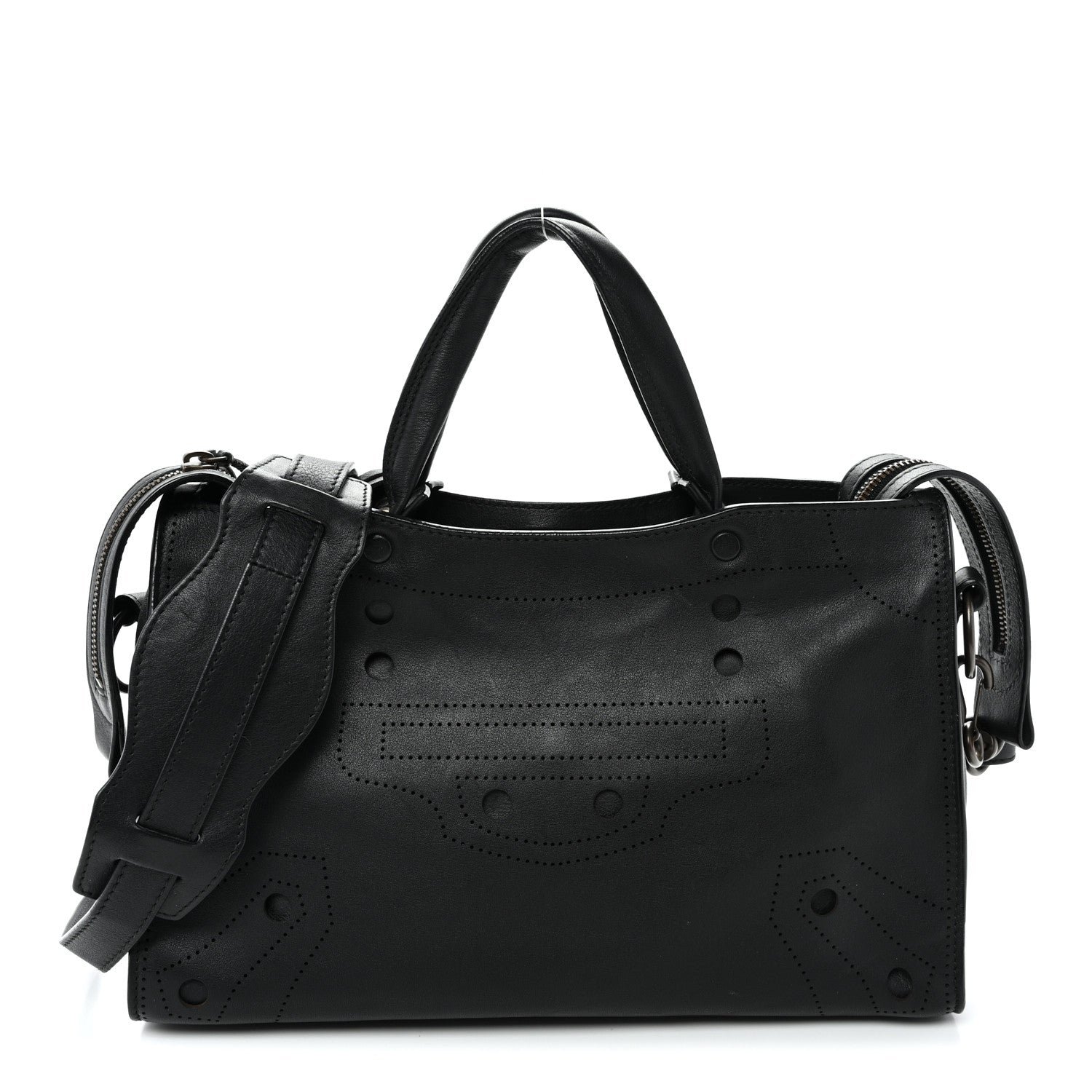 Balenciaga Veau Soyeux Perforated Blackout Hardware S City Black