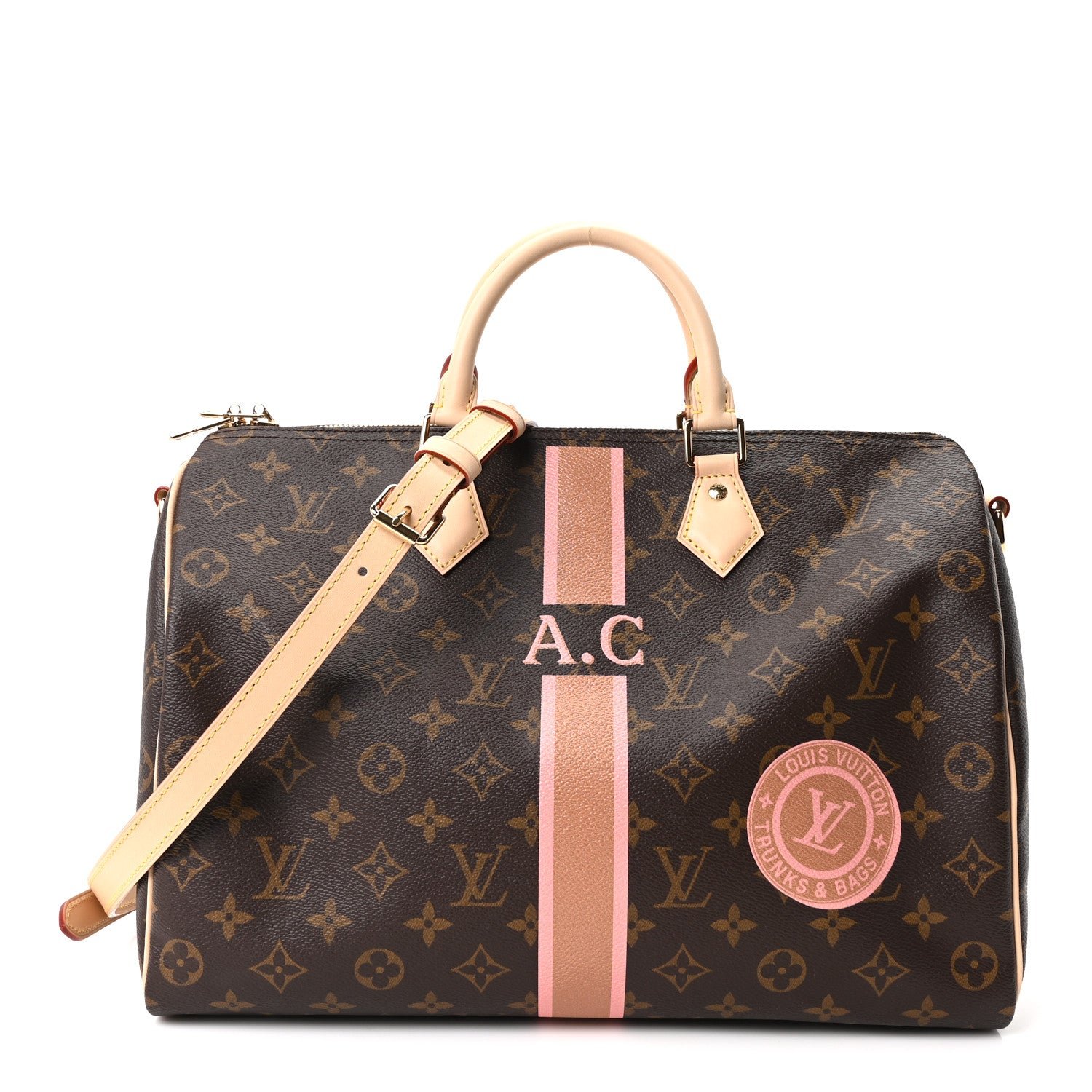 Louis Vuitton Louis Vuitton Mon Monogram Speedy Bandouliere 35 Light Pink Camel
