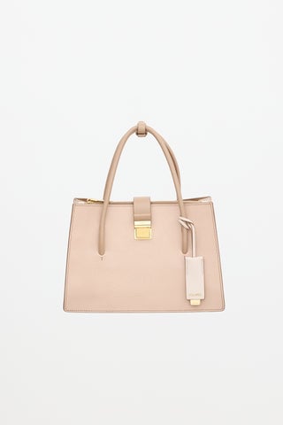 Leather Madras Tote Bag
