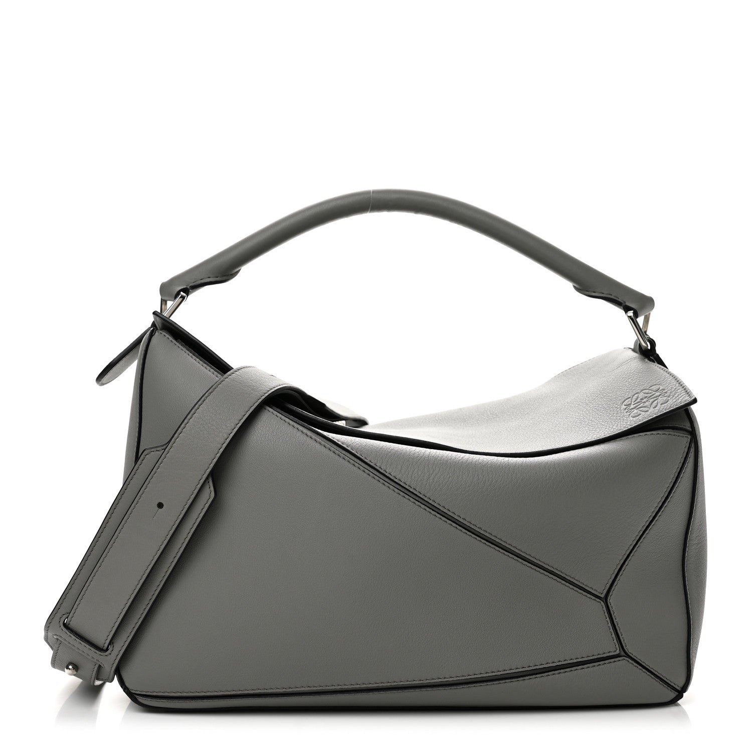 Loewe Grained Calfskin Large Puzzle Bag Asphalt Grey