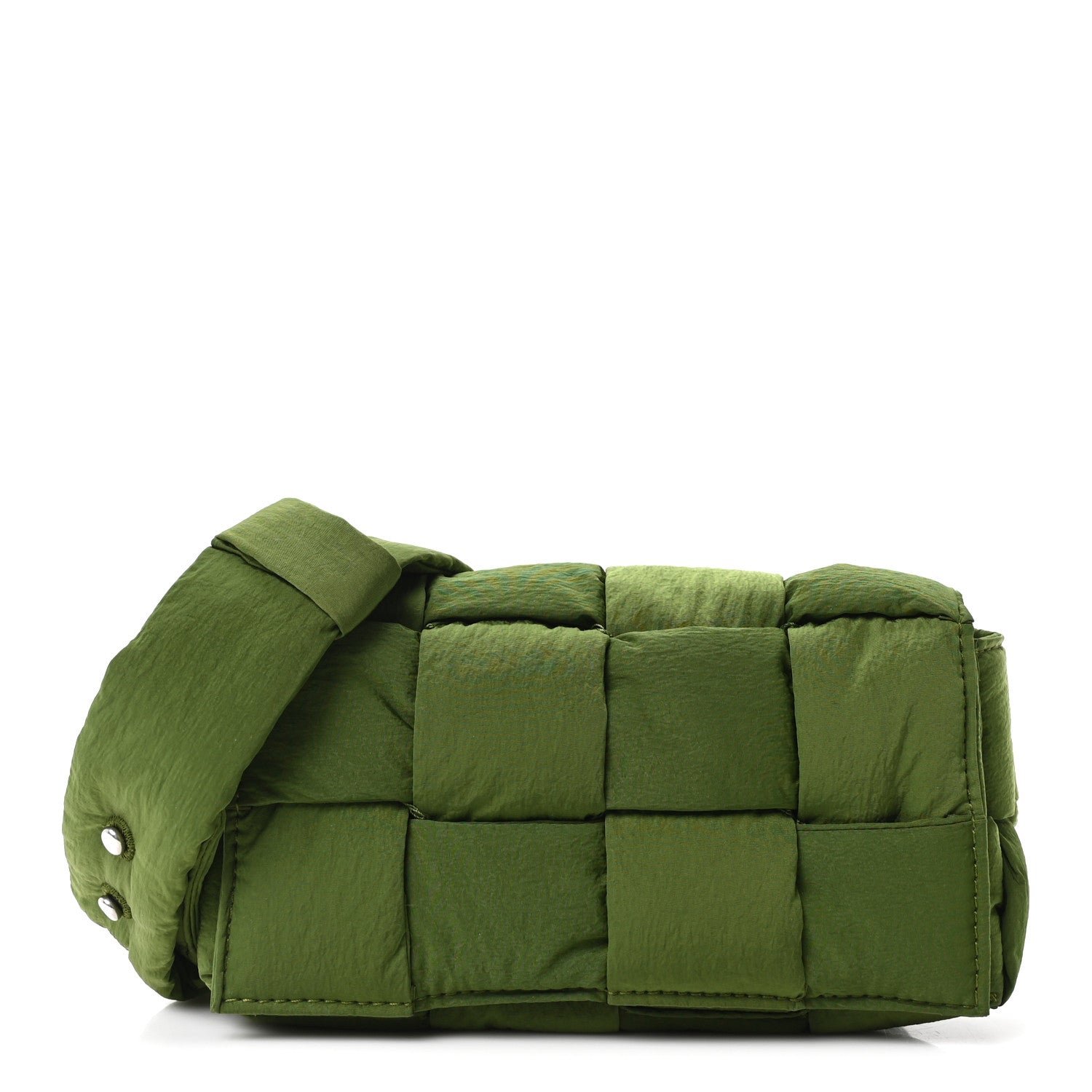 Bottega Veneta Nylon Intrecciato Padded Tech Mini Cassette Belt Bag Avocado