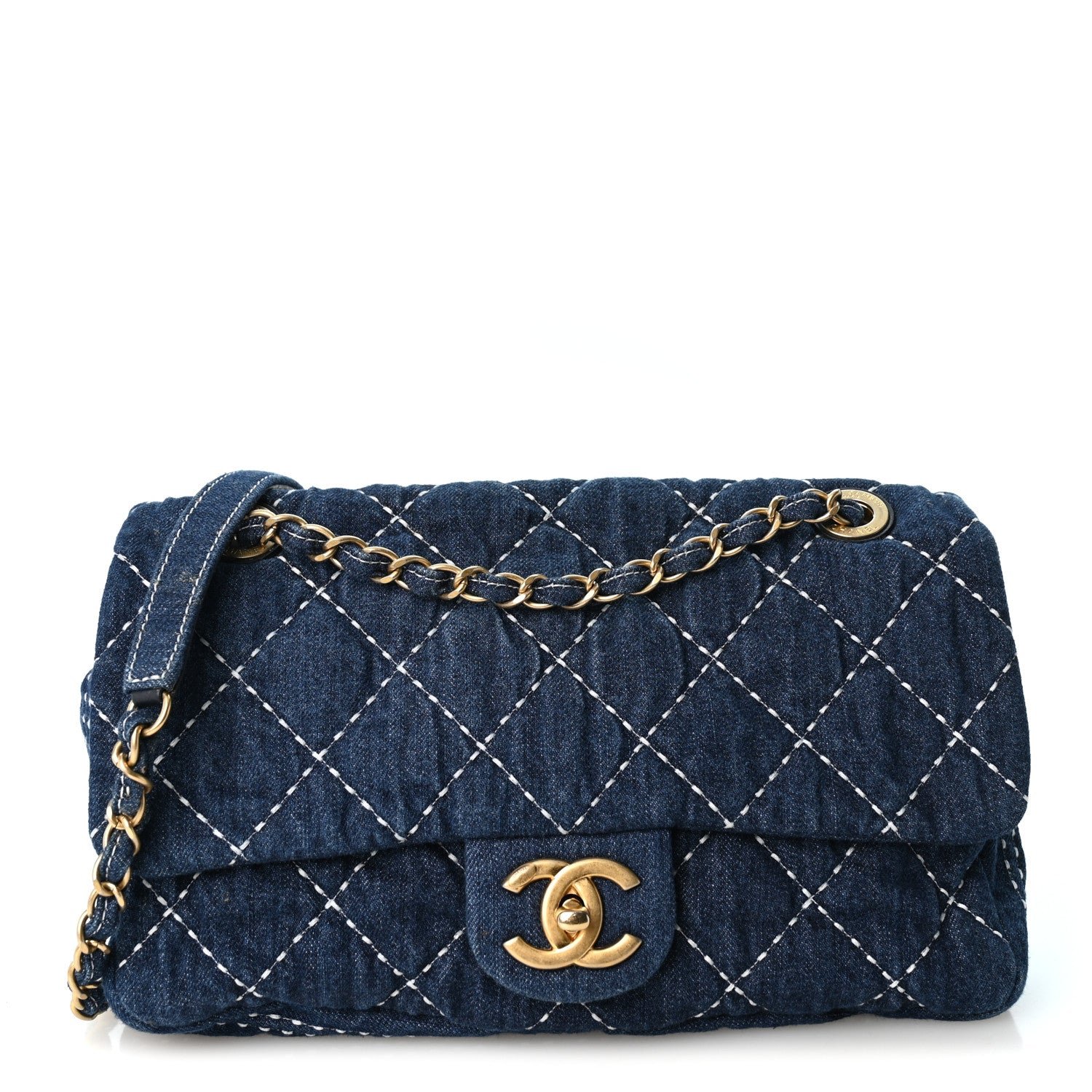 Chanel Denim Quilted Medium Denim Trip Single Flap Blue