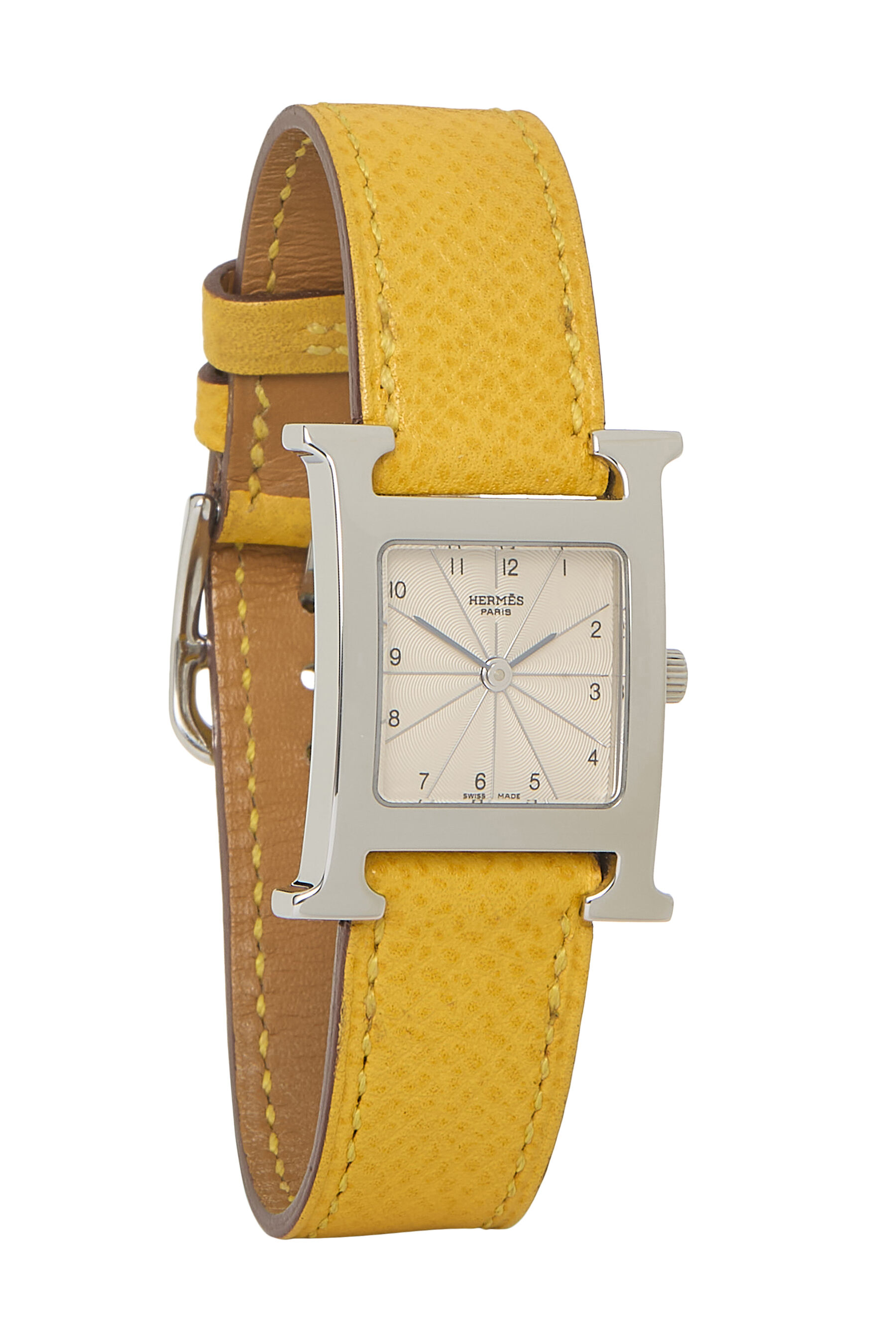 Hermès Yellow & Silver Leather H Hour PM