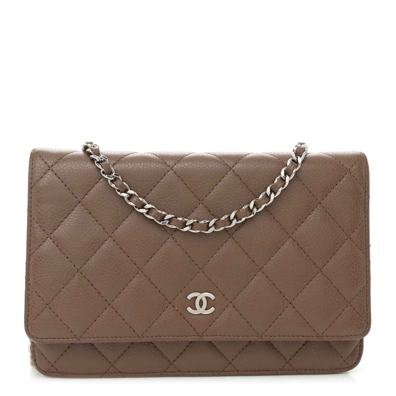 Chanel Caviar Quilted Wallet on Chain WOC Brown