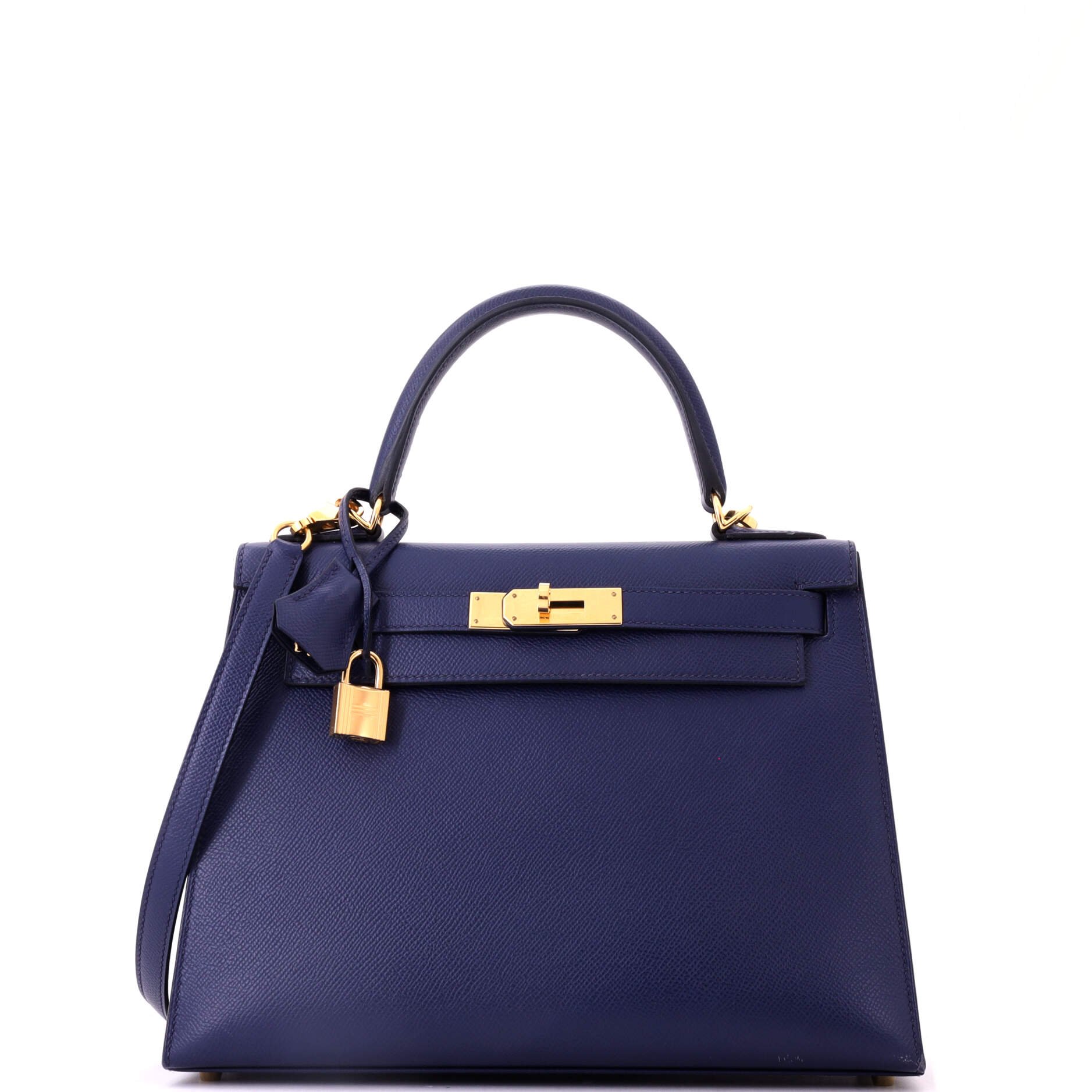 Kelly Handbag Bleu Saphir Epsom with Gold Hardware 28