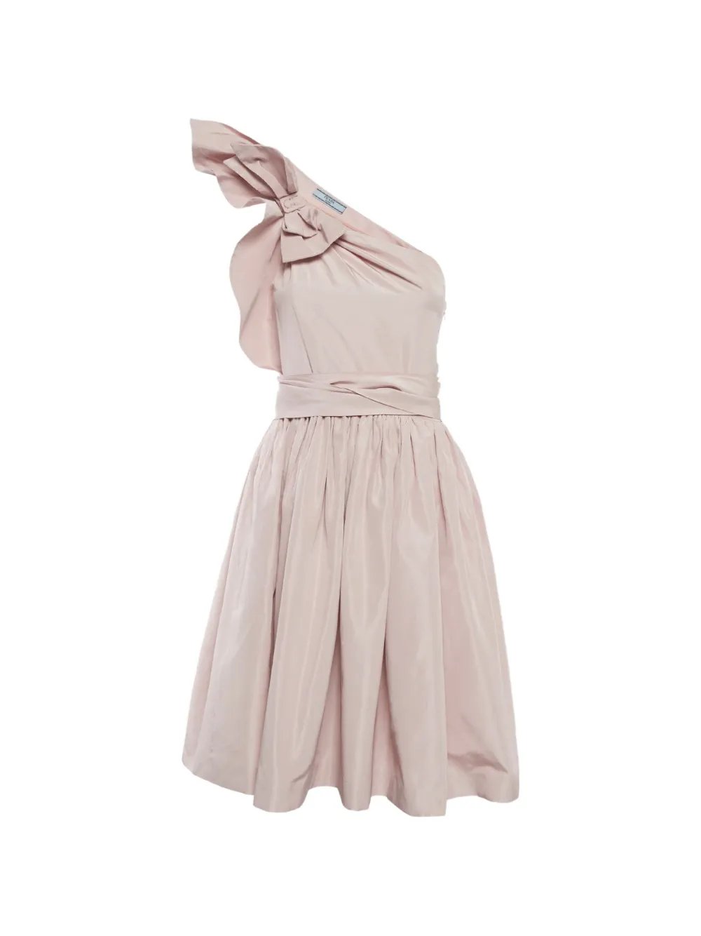 one-shoulder bow-detail mini dress