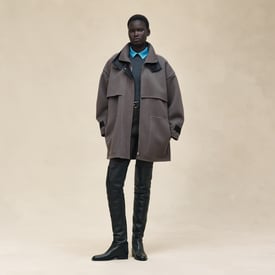 Manteau court mix cuir