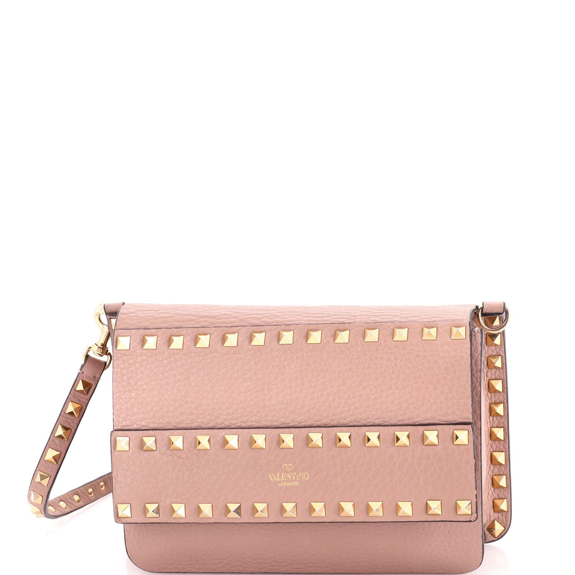 Rockstud Front Handle Flap Bag Leather Small