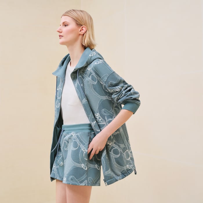 "Eperon d'Or Bandana" oversized zipped hooded jacket