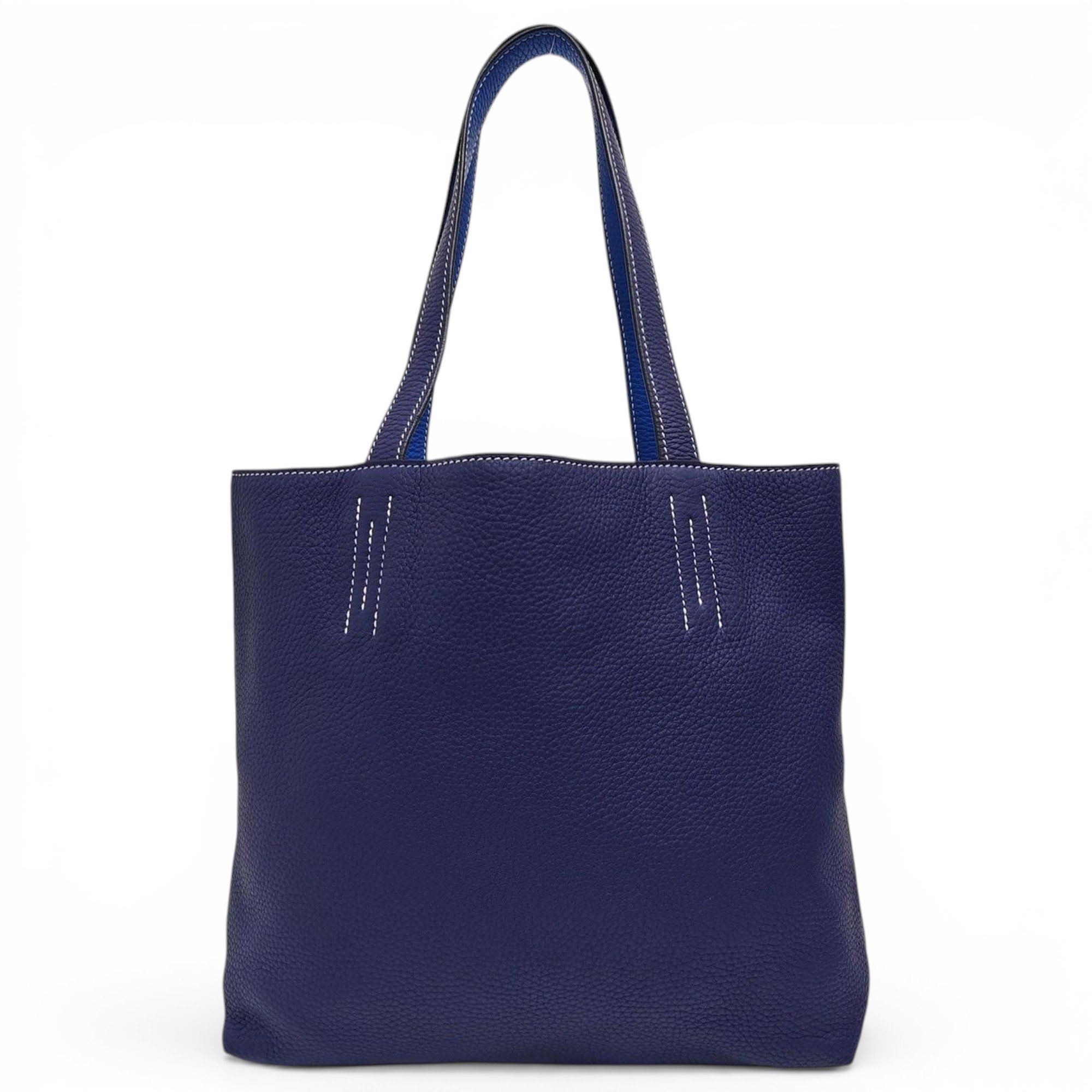 Double sens leather handbag
