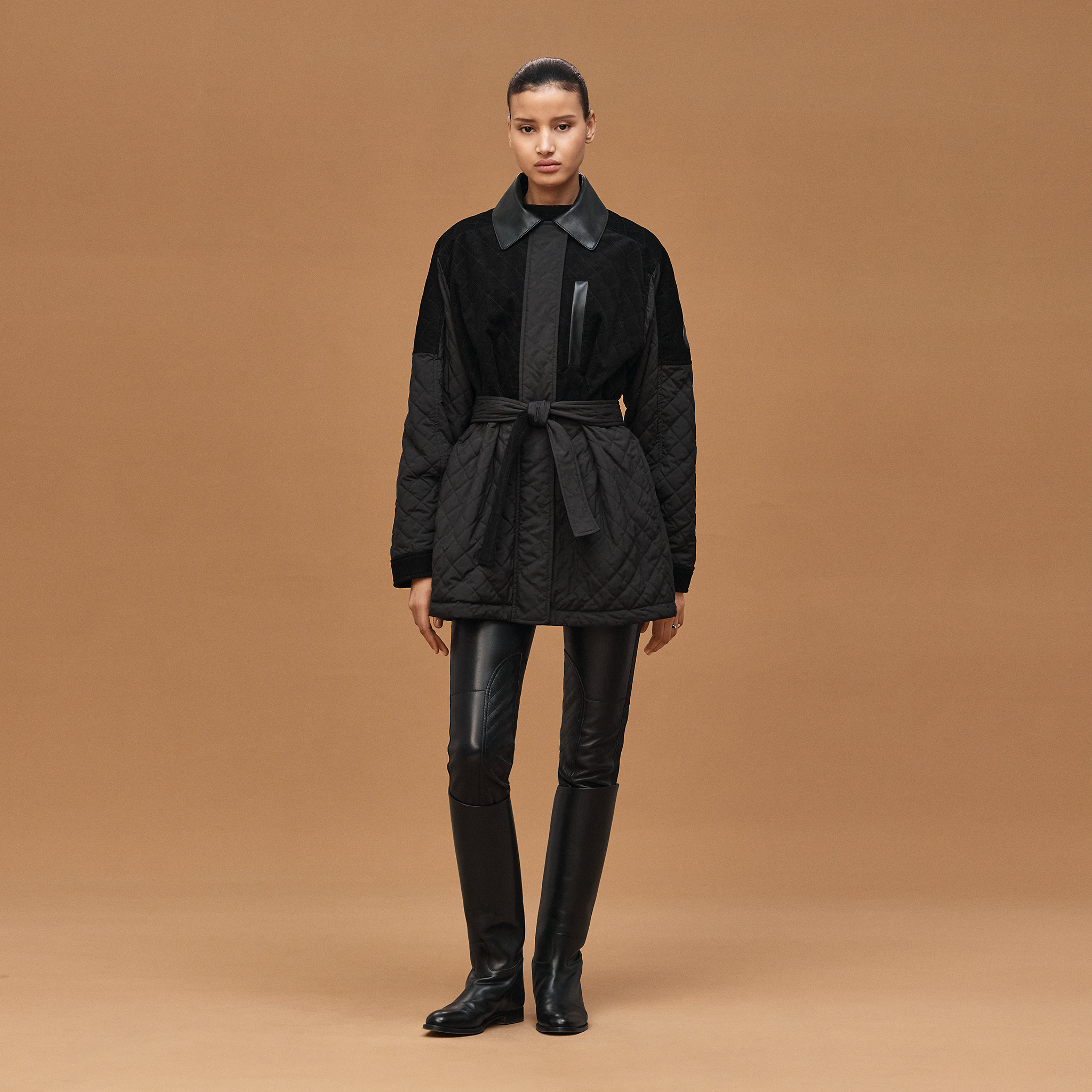 Manteau mix cuir