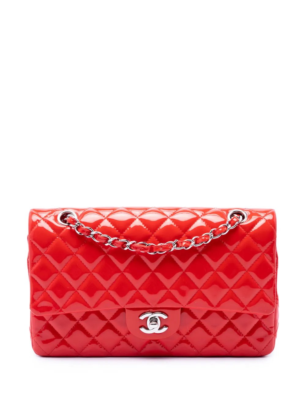 2014 Medium Classic Patent Double Flap shoulder bag