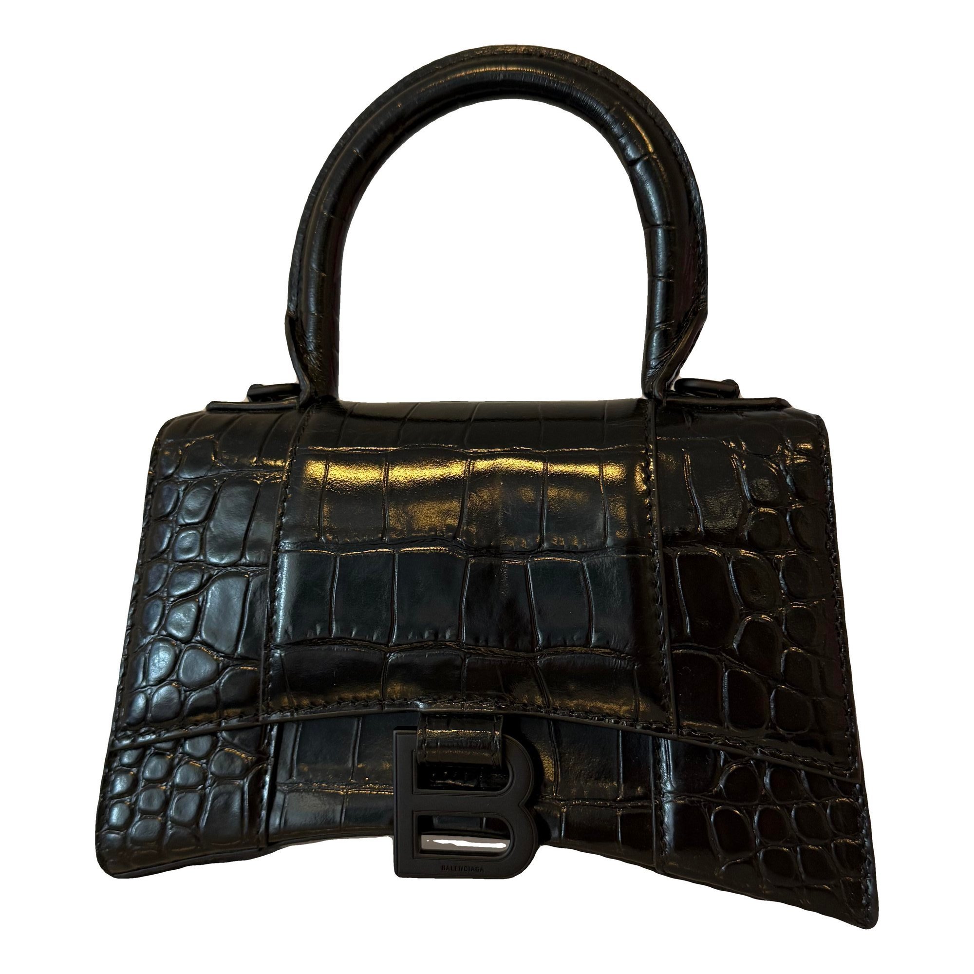 Hourglass leather handbag