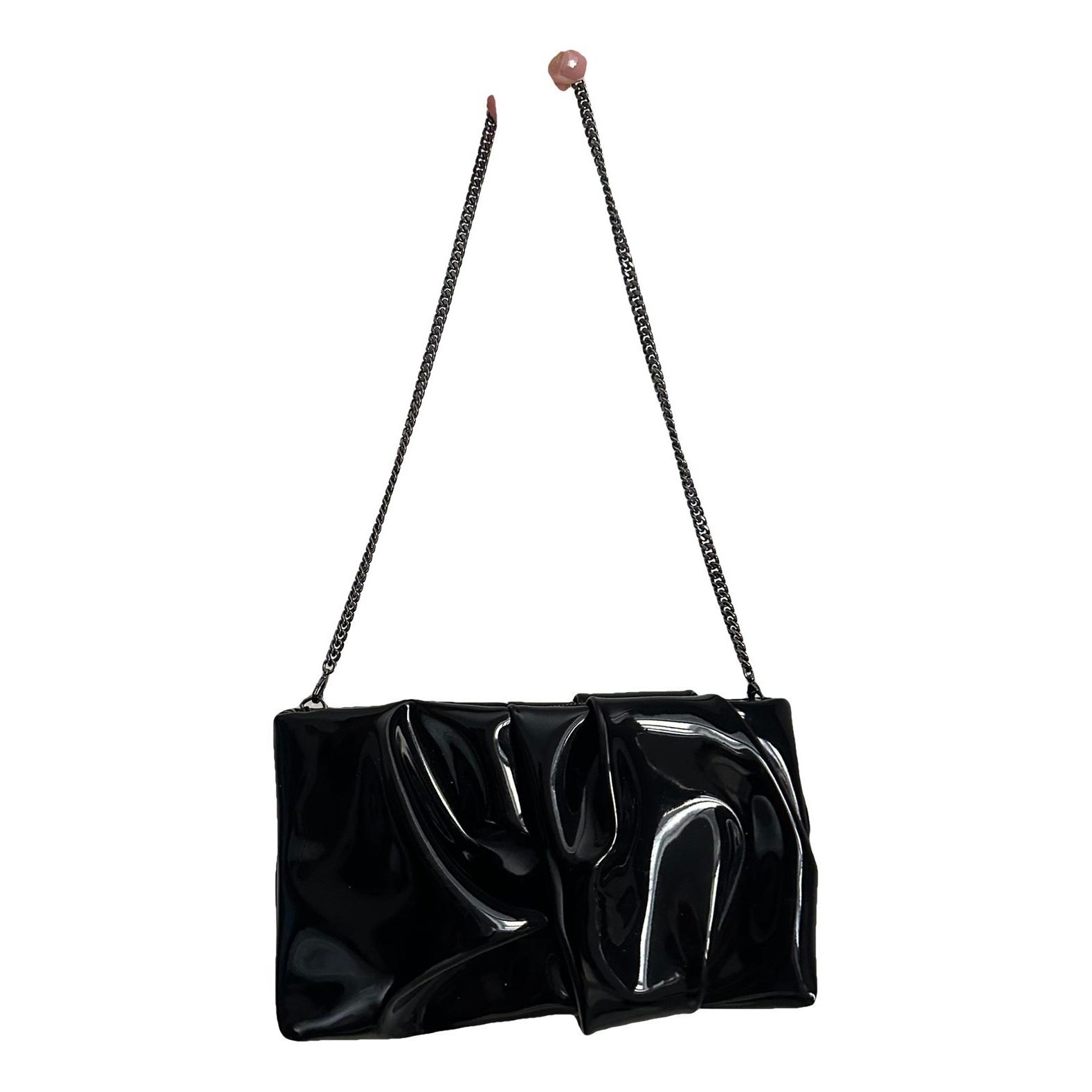 Patent leather clutch bag