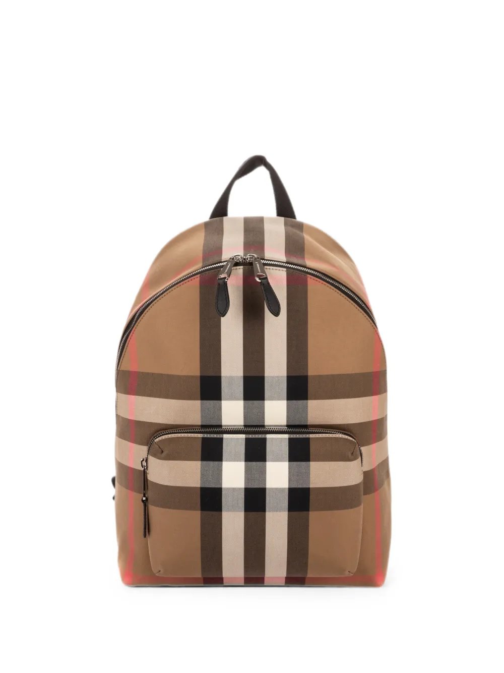 check-print leather-trim backpack