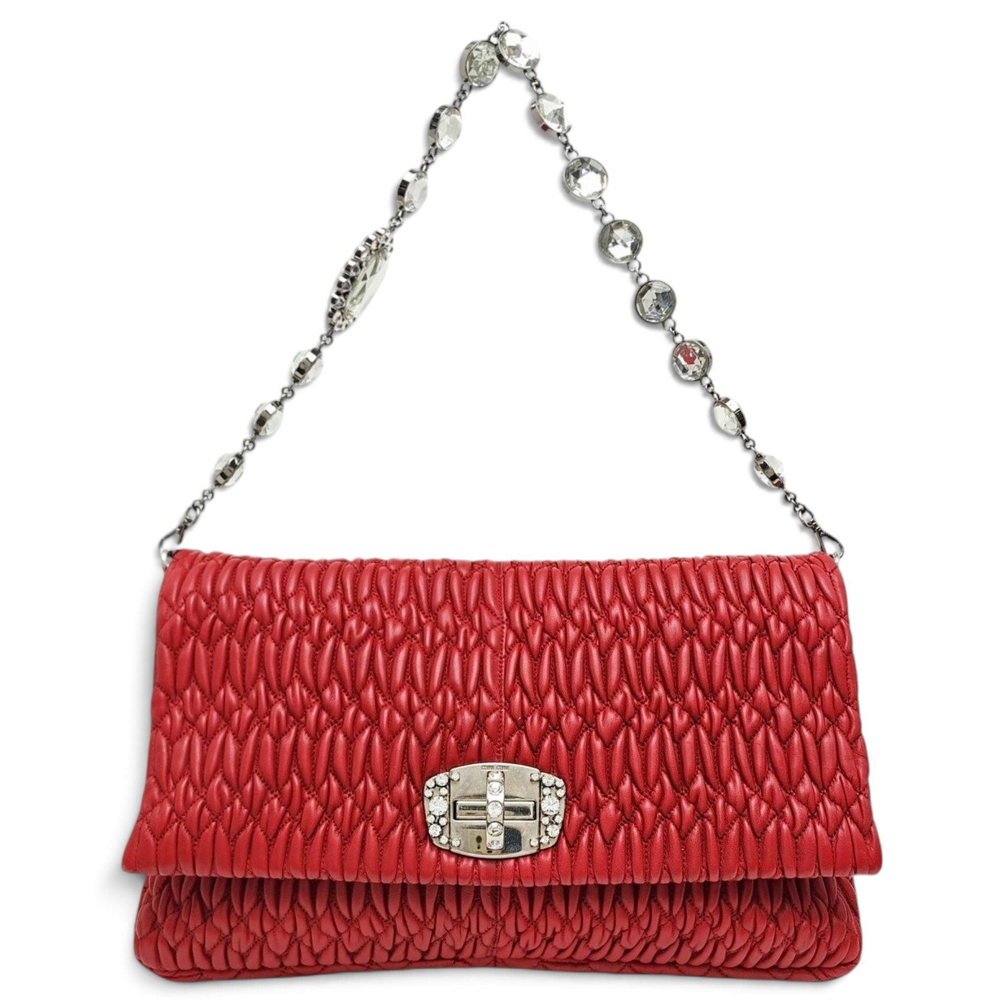 Miu Crystal leather handbag