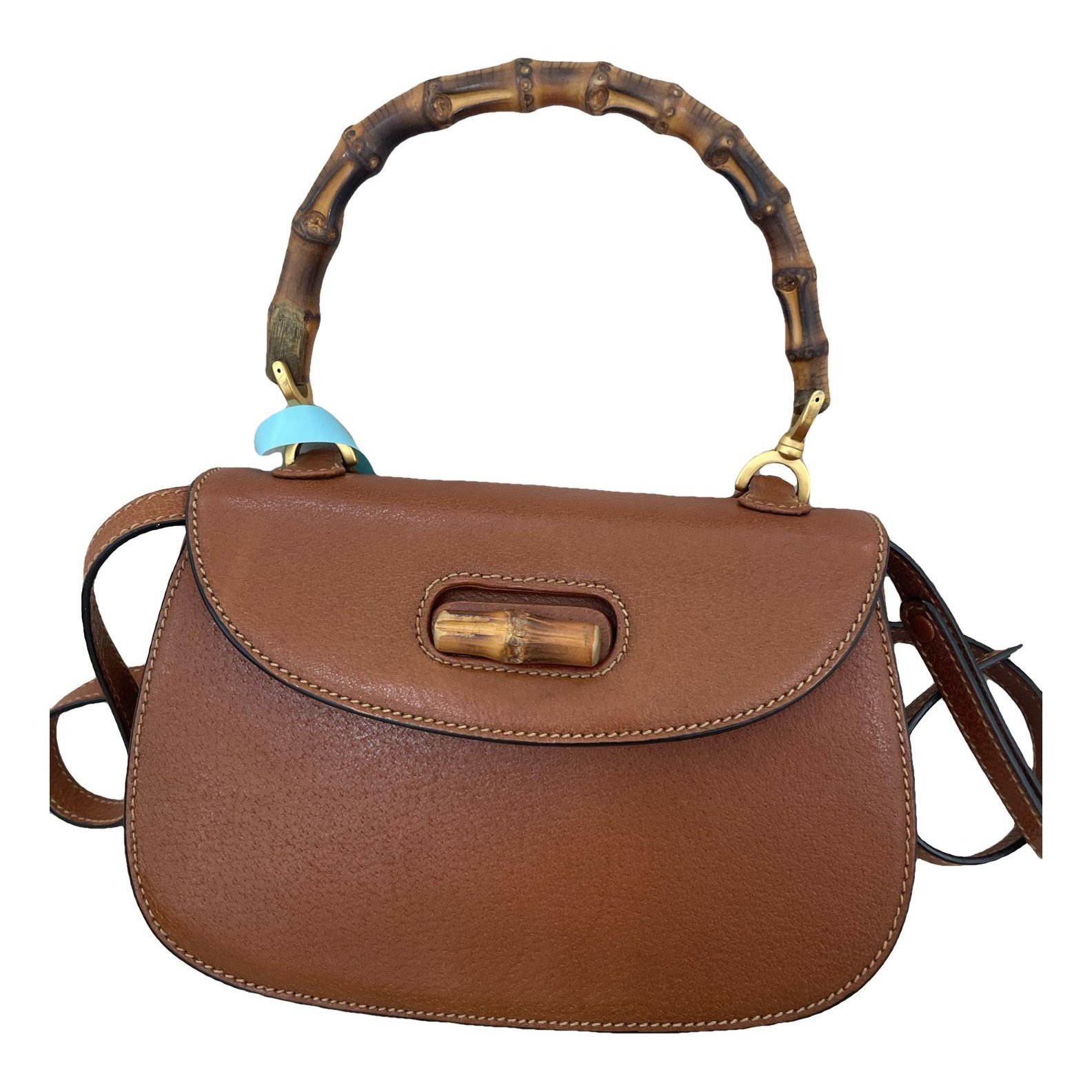 Convertible Bamboo Top Handle leather handbag