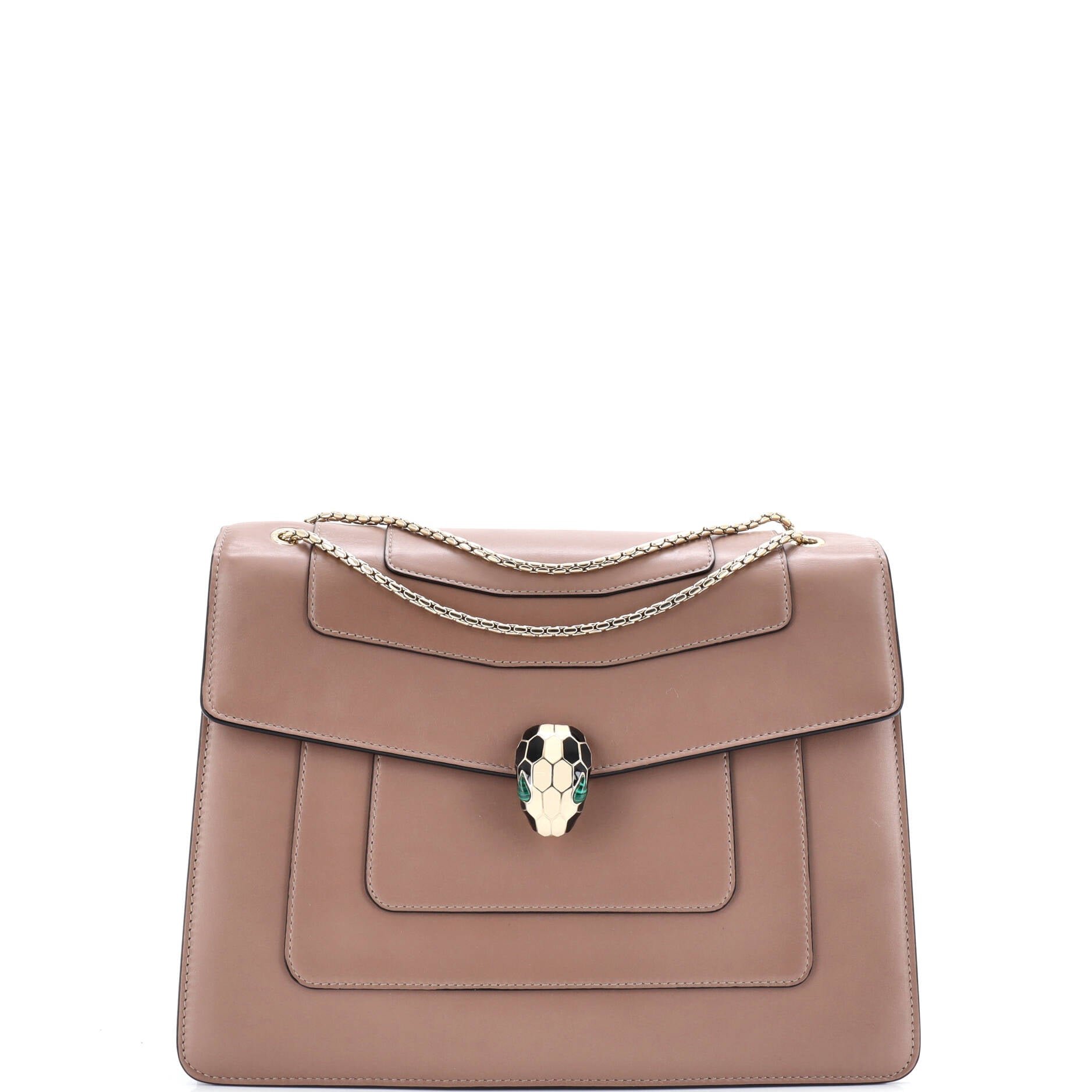 Bvlgari Serpenti Forever Square Shoulder Bag Leather Large