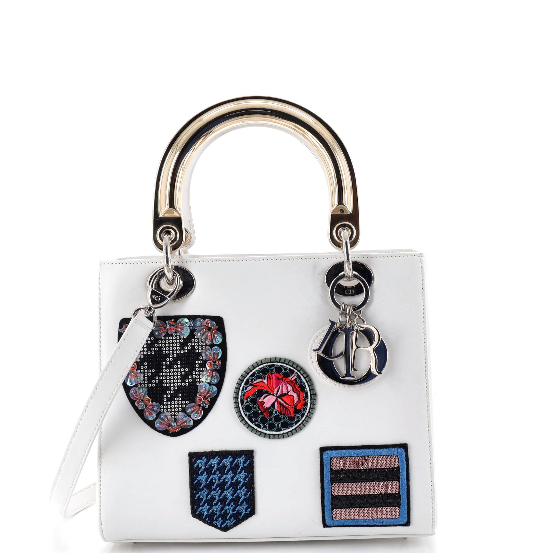 Lady Dior Bag Patch Embellished Leather Medium