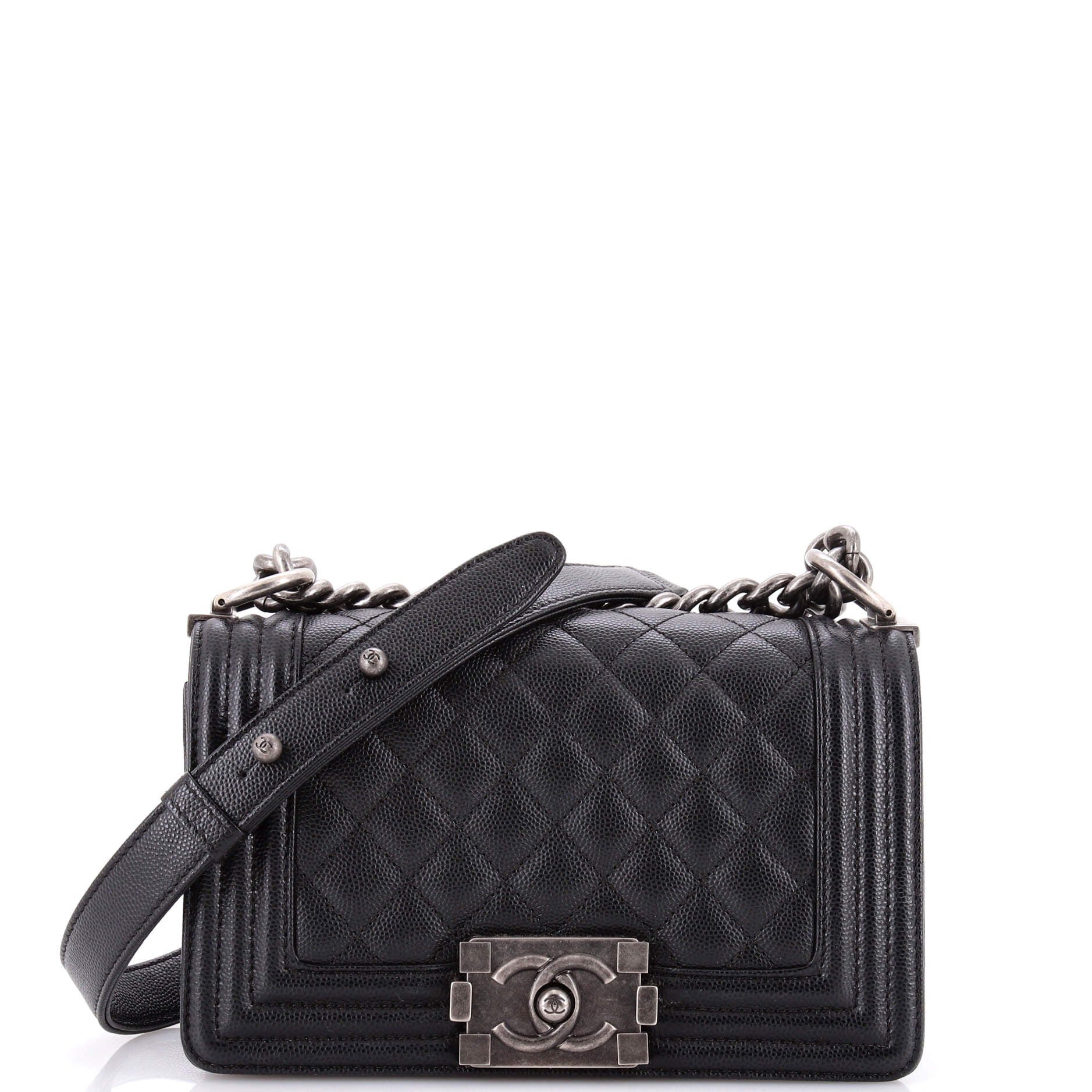 Boy Flap Bag Quilted Caviar Small