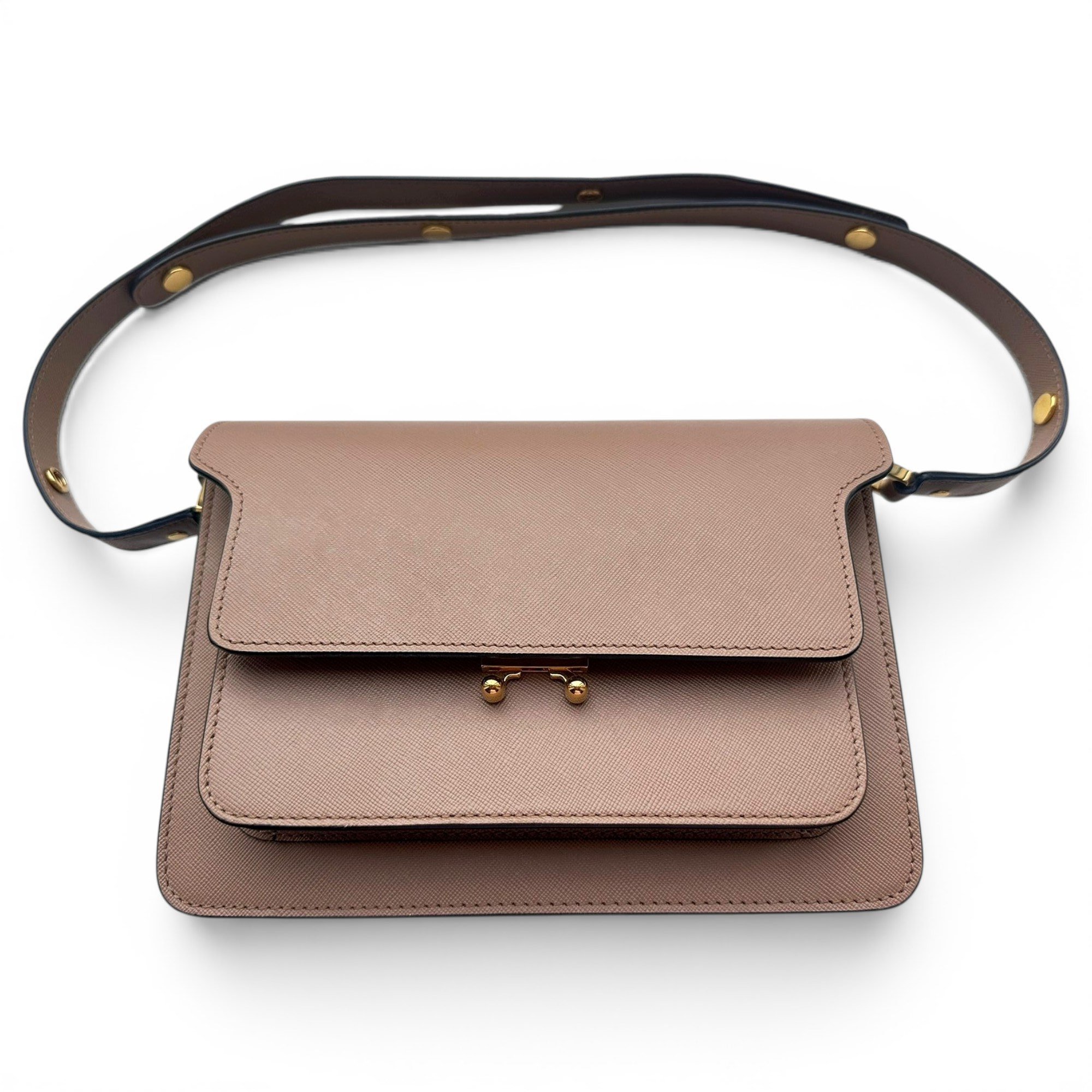 Trunk leather crossbody bag