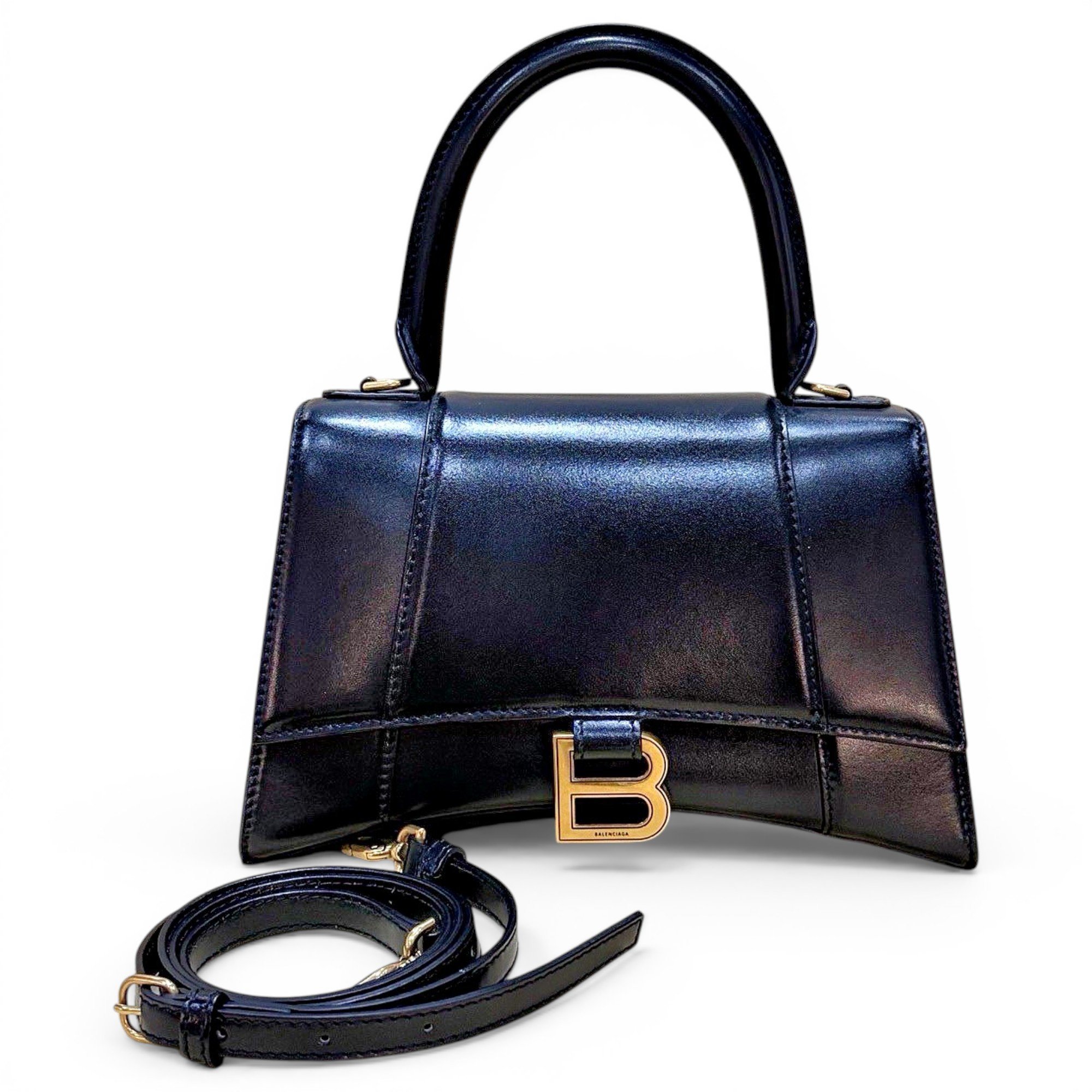Hourglass leather handbag