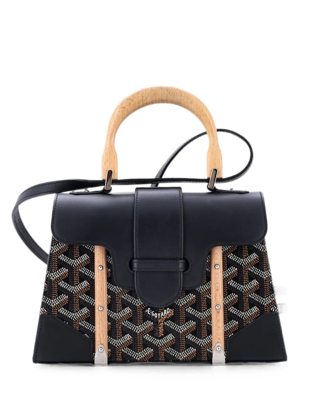 Structured Saigon Top Handle Bag Coated Canvas with Leather Mini satchel