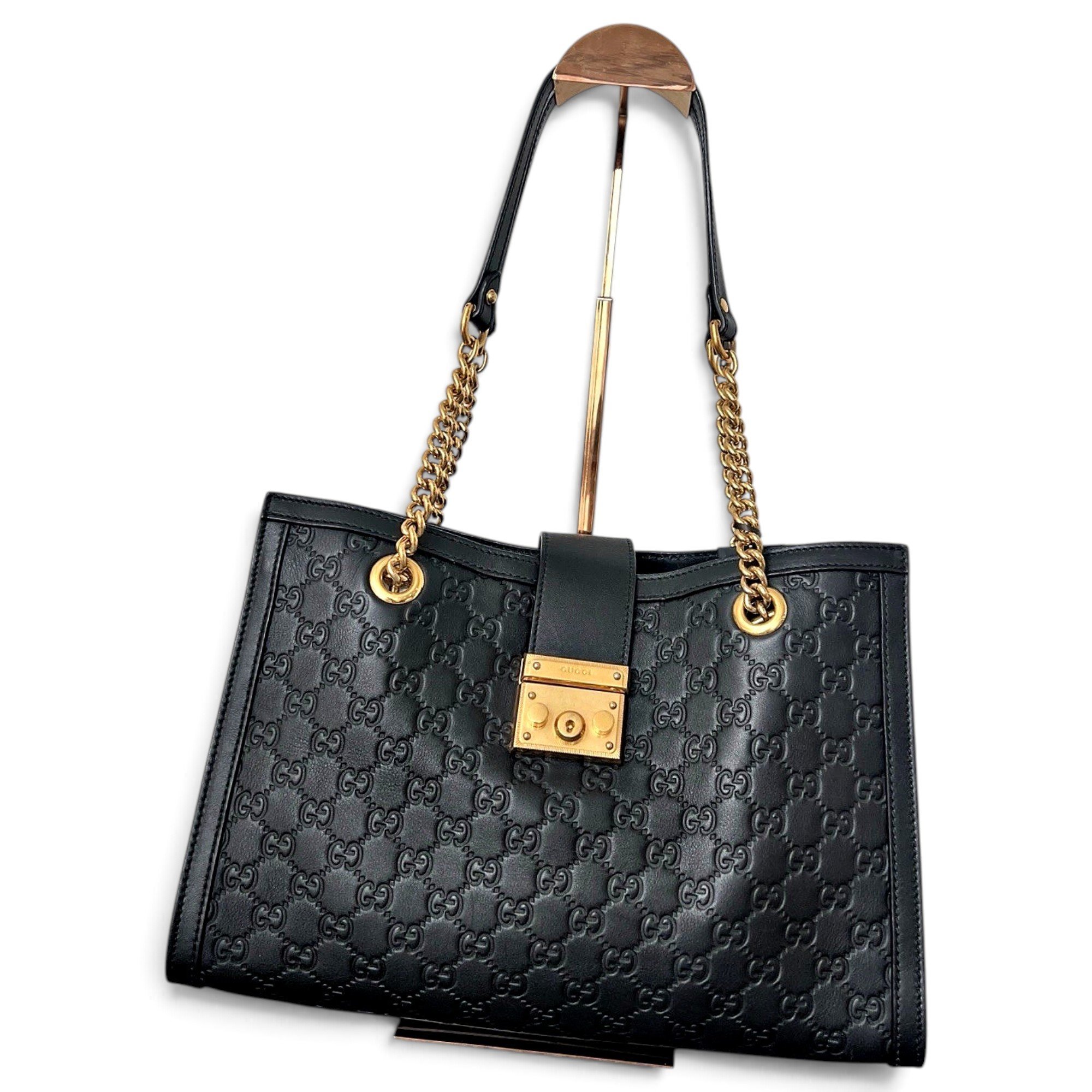 Padlock leather handbag