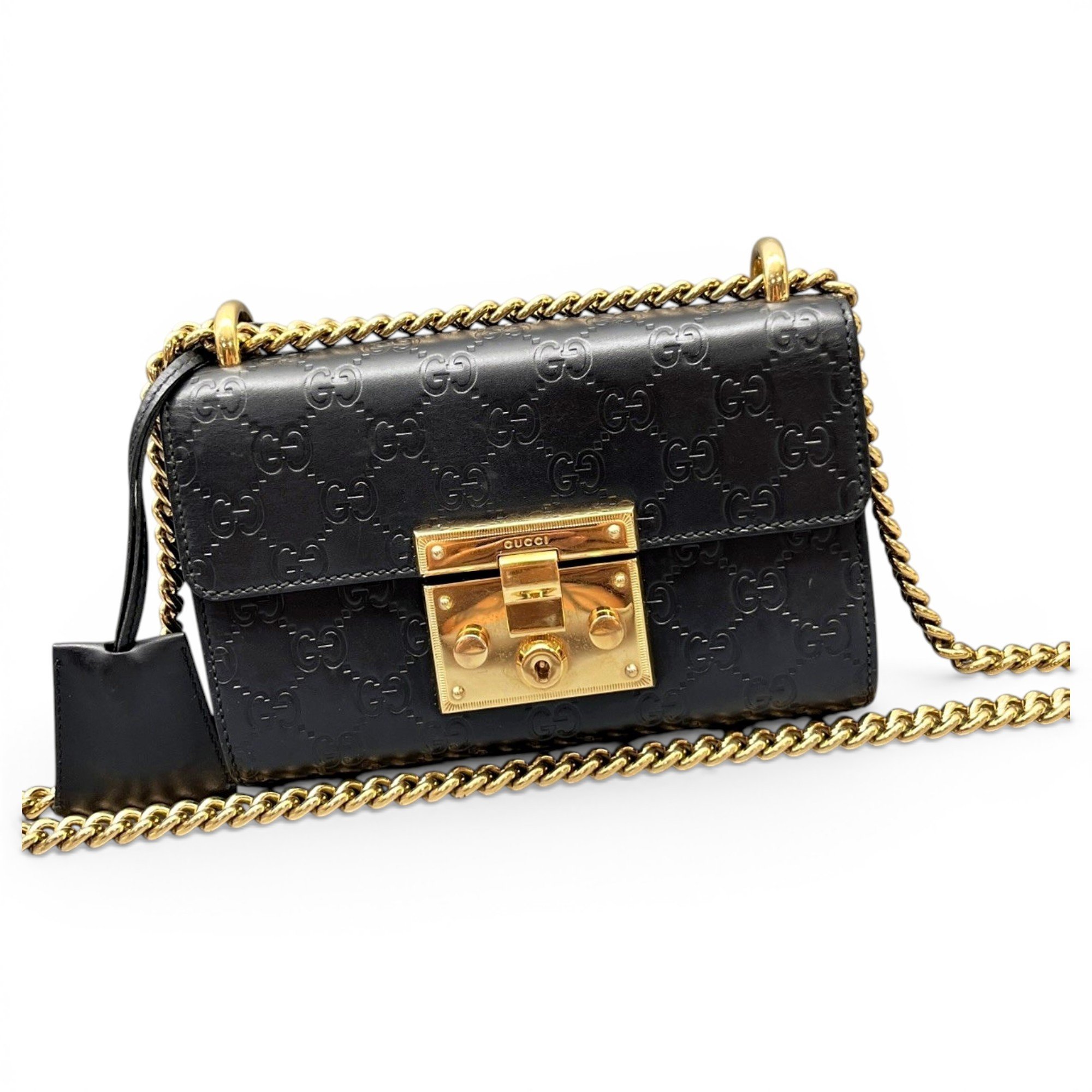 Padlock leather handbag